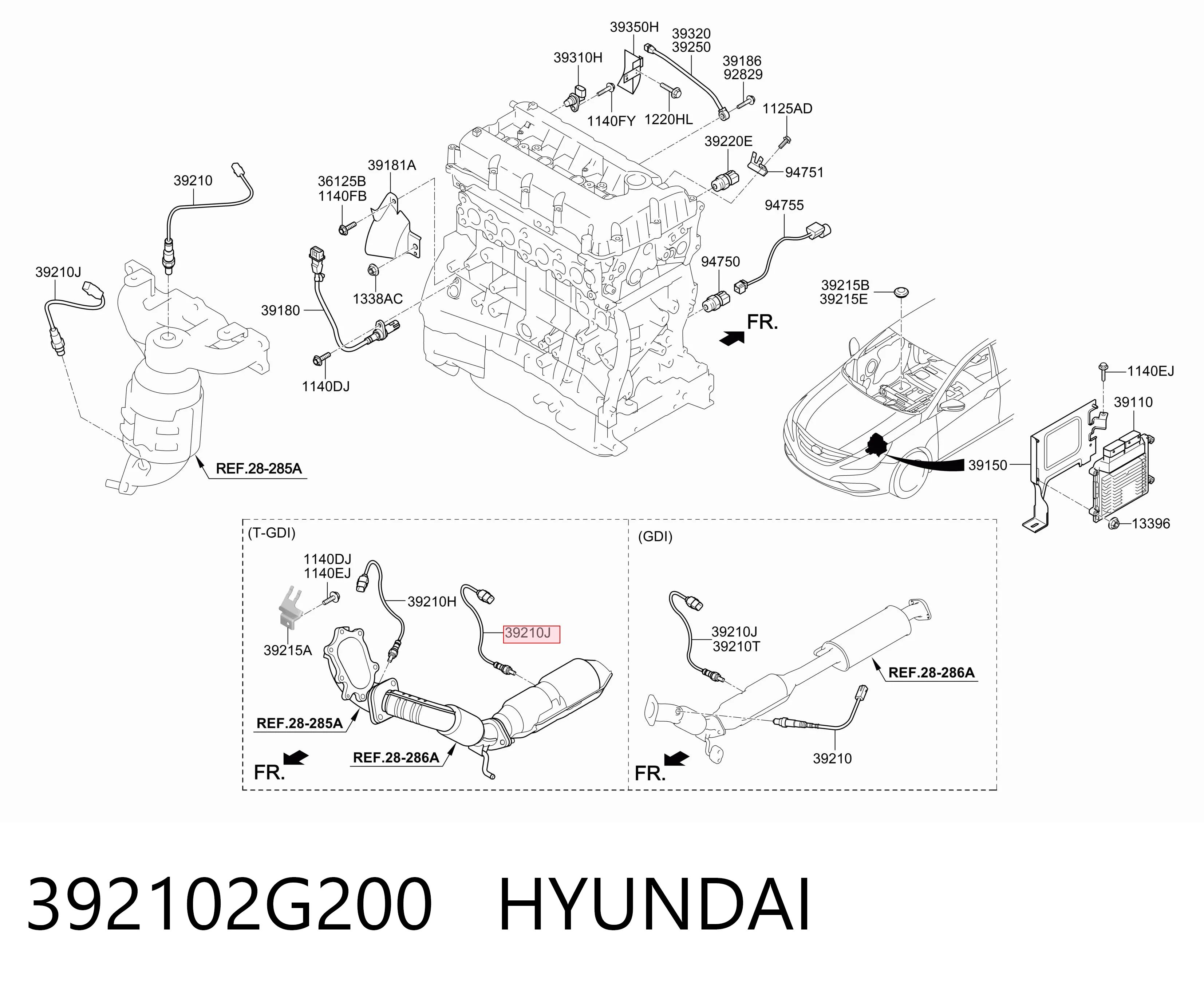 392102G200 Hyundai/Kia Sonda lambda, sensor de oxigênio depois de catalisador