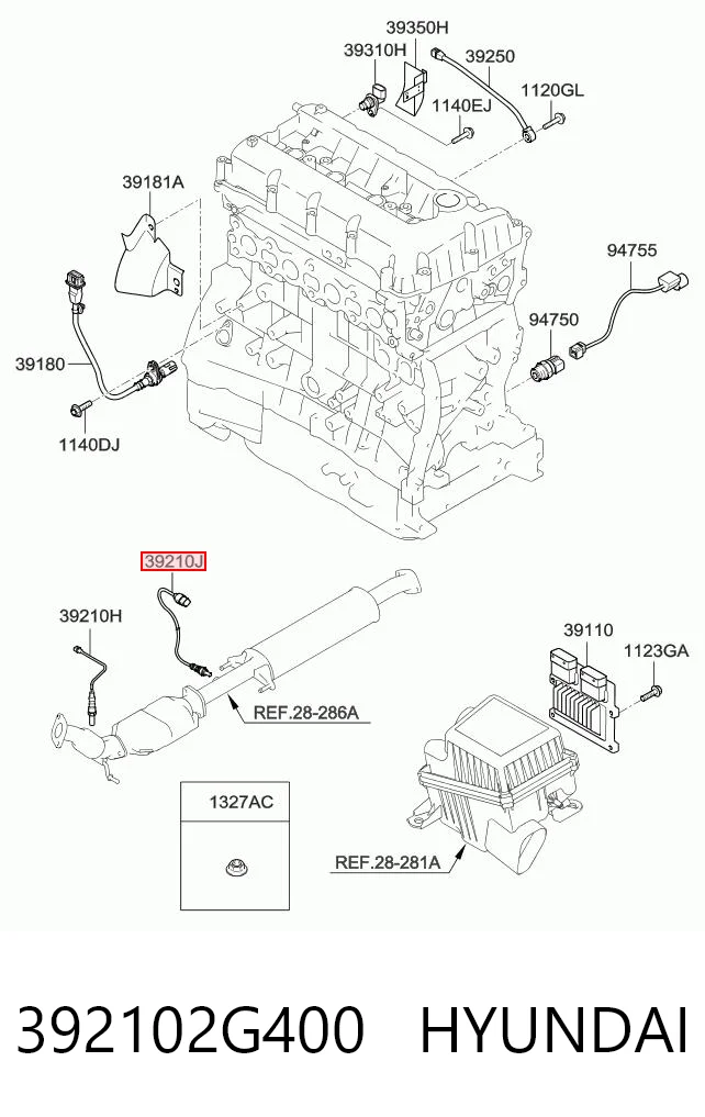392102G400 Hyundai/Kia Sonda lambda, sensor de oxigênio depois de catalisador