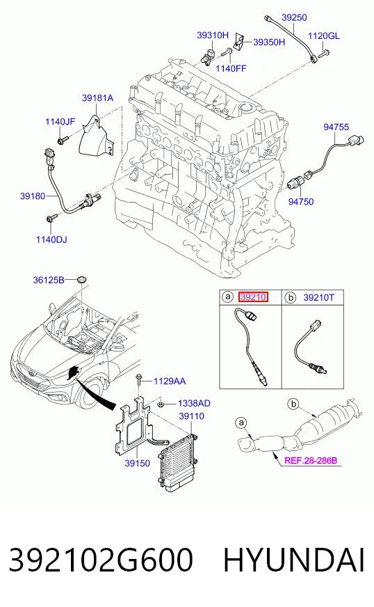 392102G600 Hyundai/Kia Sonda lambda, sensor de oxigênio até o catalisador