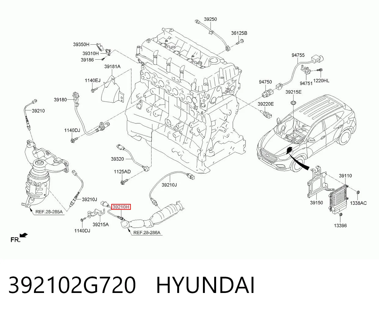392102G720 Hyundai/Kia Sonda lambda, sensor de oxigênio