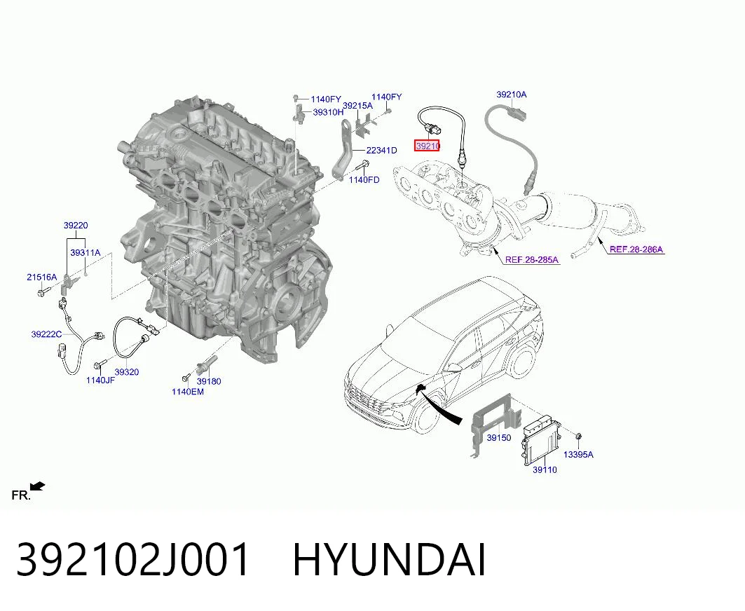 392102J001 Hyundai/Kia Sonda lambda, sensor de oxigênio até o catalisador