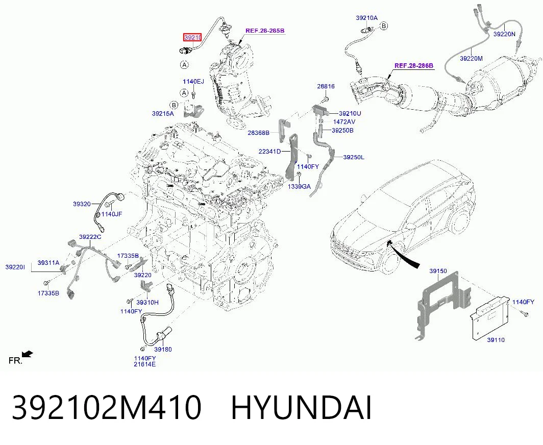 392102M410 Hyundai/Kia Sonda lambda, sensor de oxigênio até o catalisador