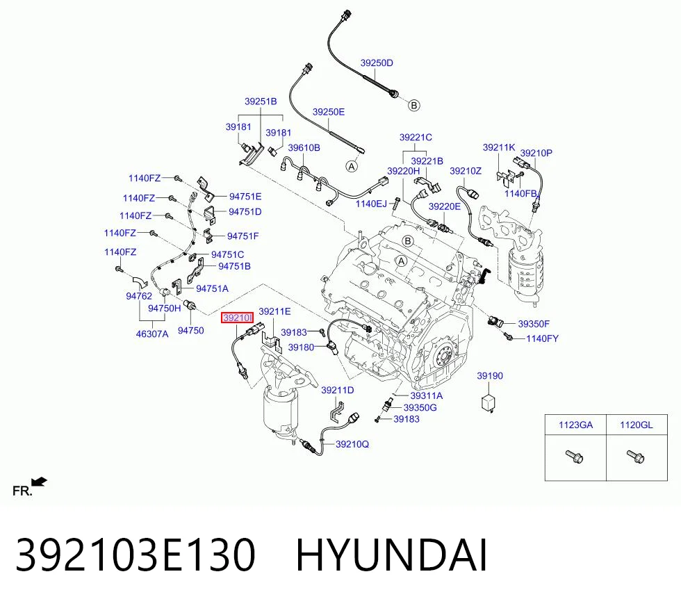 392103E130 Hyundai/Kia Sonda lambda, sensor esquerdo de oxigênio até o catalisador