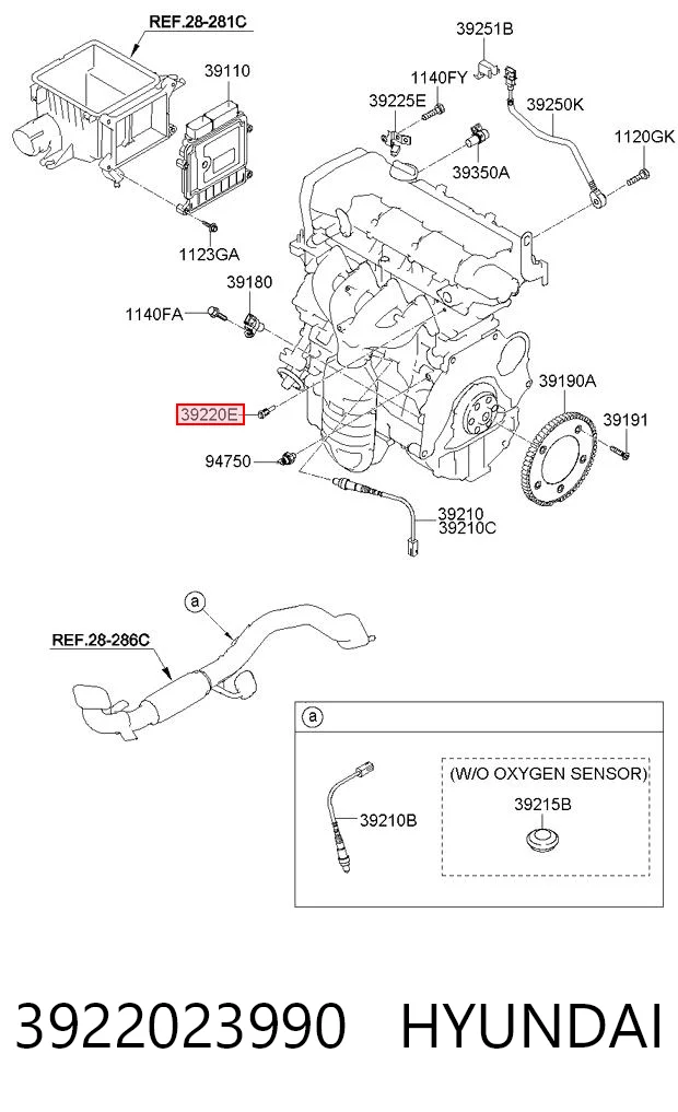 3922023990 Hyundai/Kia Sensor de temperatura de óleo de motor