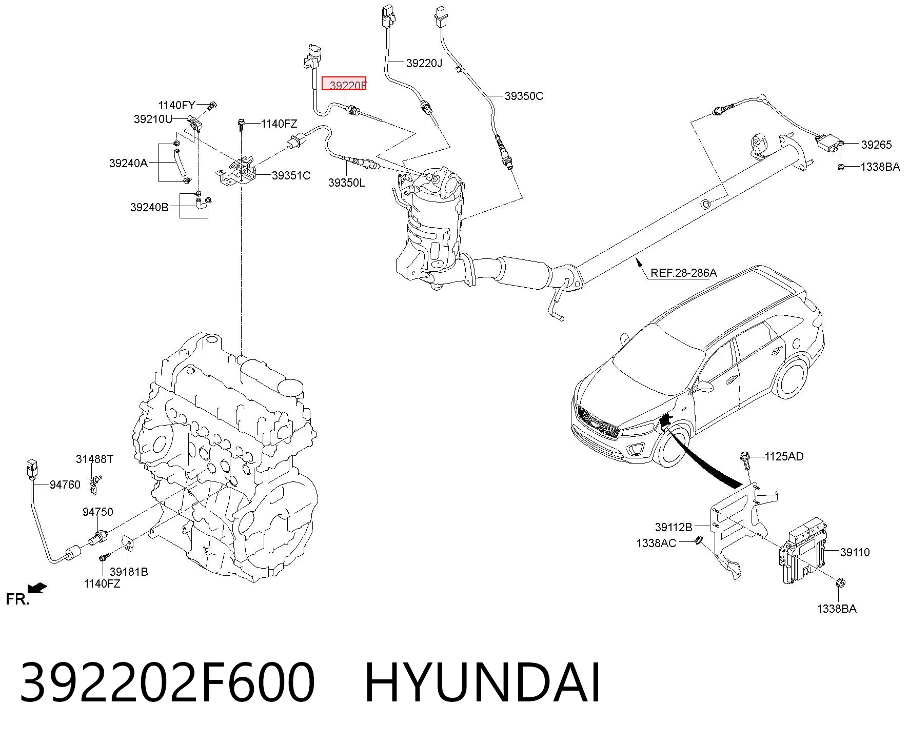 392202F600 Hyundai/Kia Sensor de temperatura dos gases de escape (GE), de filtro de partículas diesel