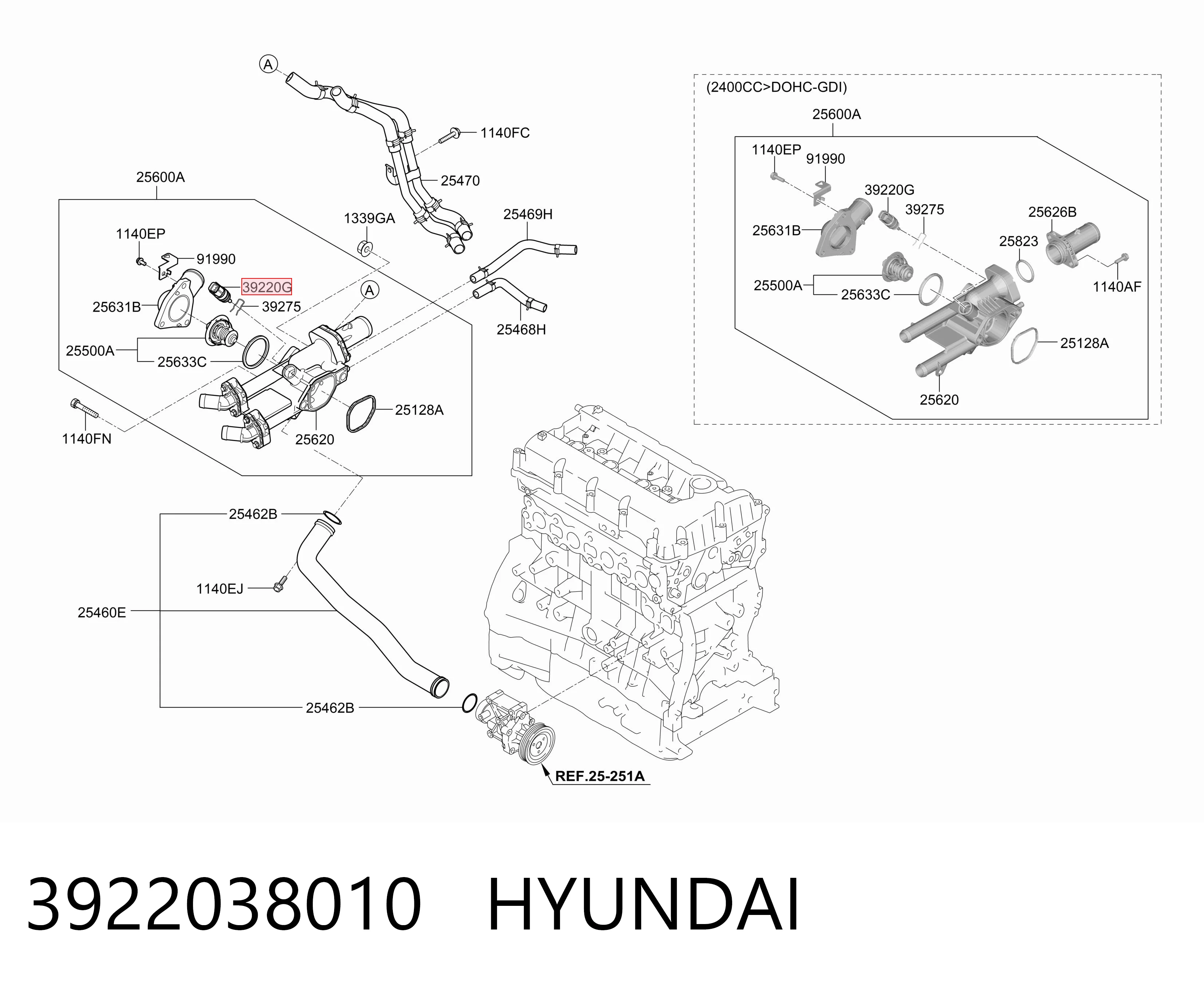 3922038010 Hyundai/Kia Sensor de temperatura do fluido de esfriamento