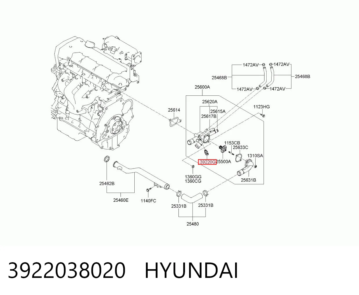 3922038020 Hyundai/Kia Sensor de temperatura do fluido de esfriamento