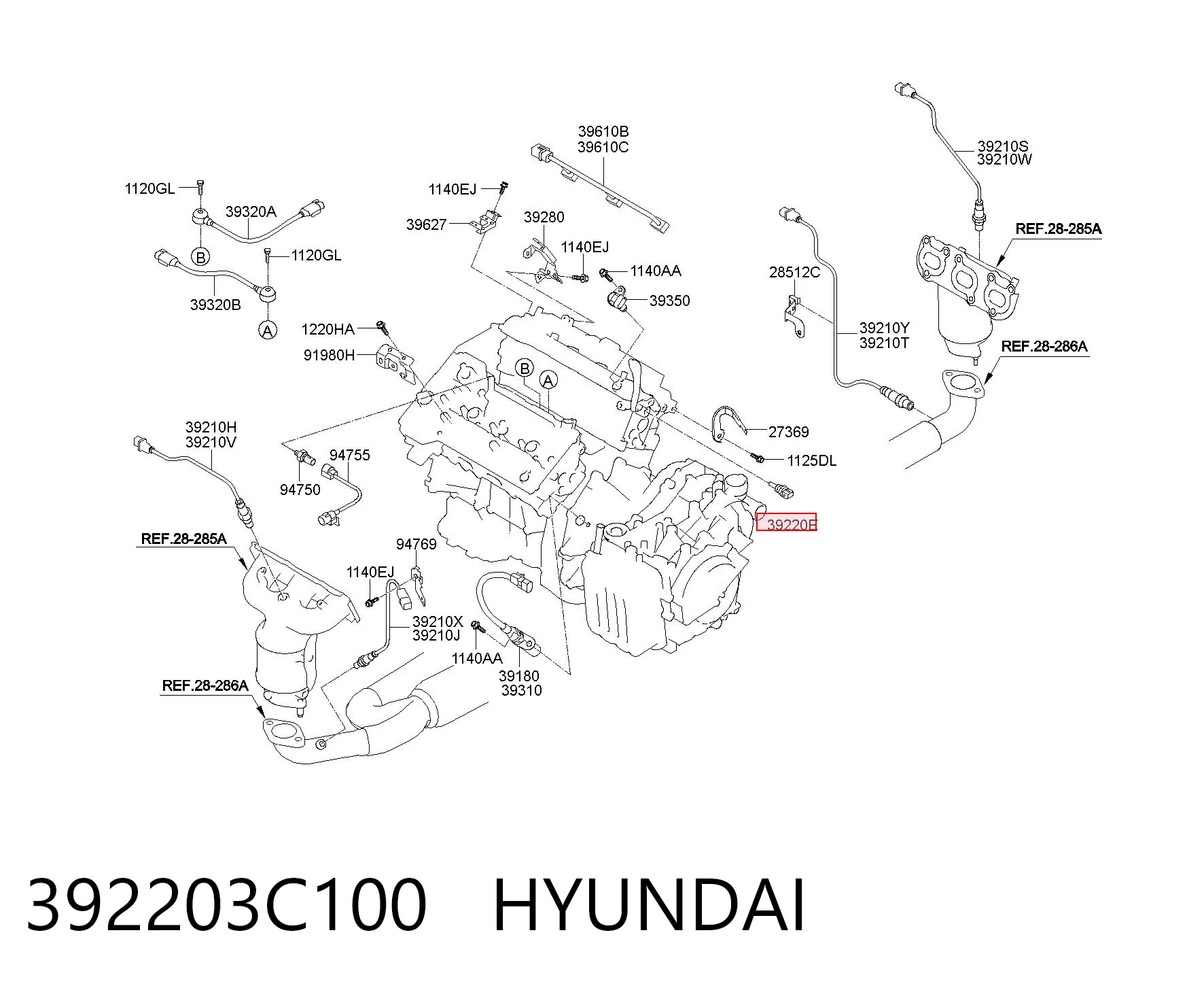 392203C100 Hyundai/Kia Sensor de temperatura de óleo de motor