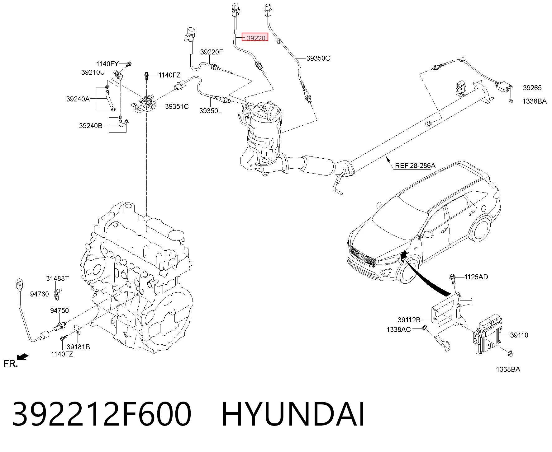 392212F600 Hyundai/Kia Sensor de temperatura dos gases de escape (GE), de filtro de partículas diesel