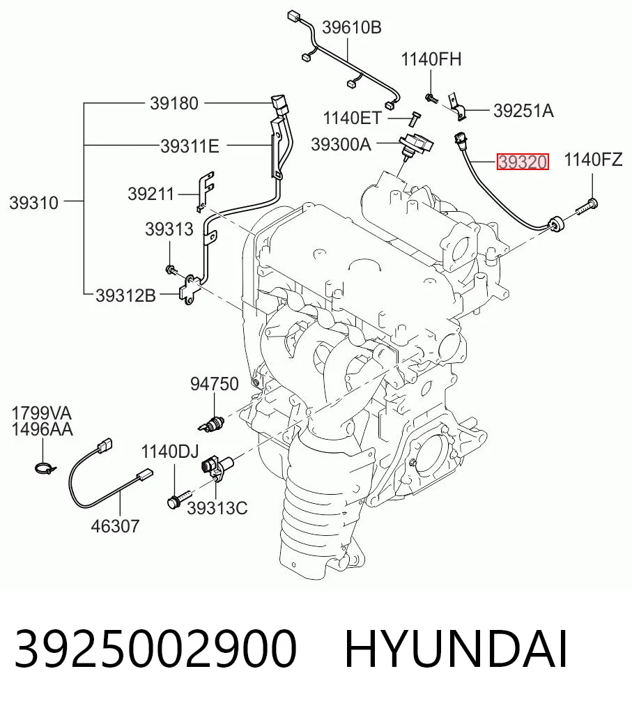 3925002900 Hyundai/Kia Sensor de detonação