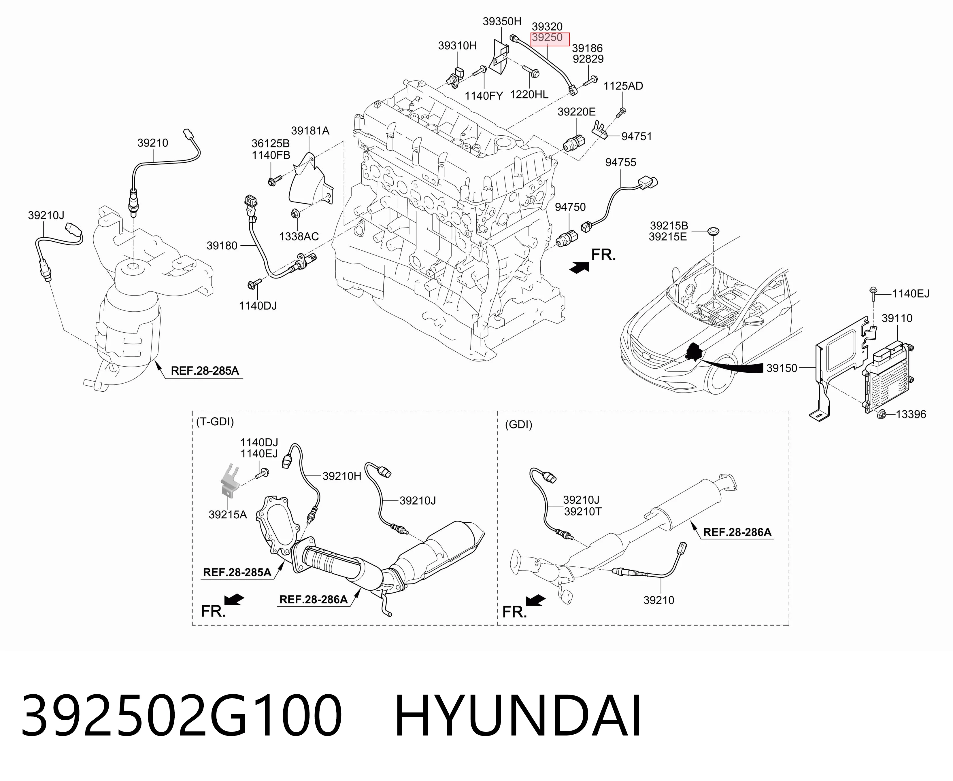 392502G100 Hyundai/Kia Sensor de detonação