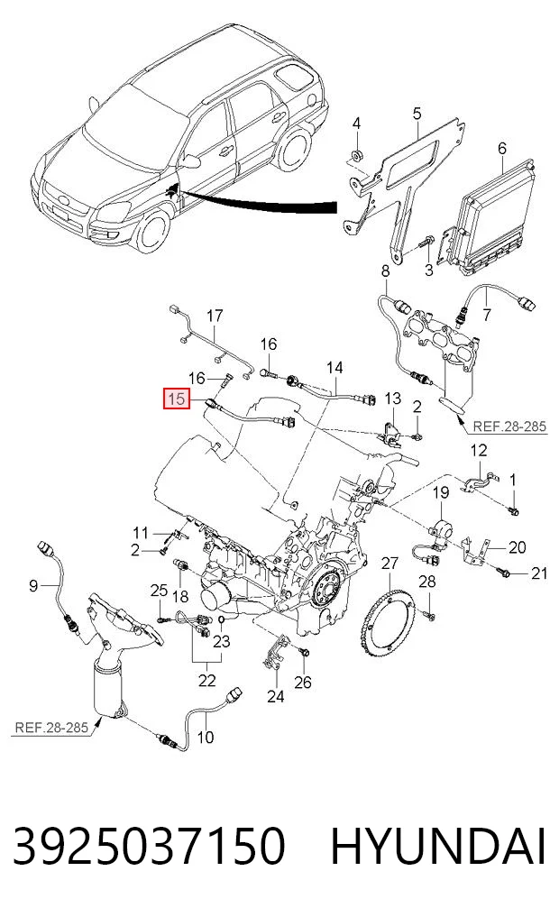 3925037150 Hyundai/Kia Sensor de detonação