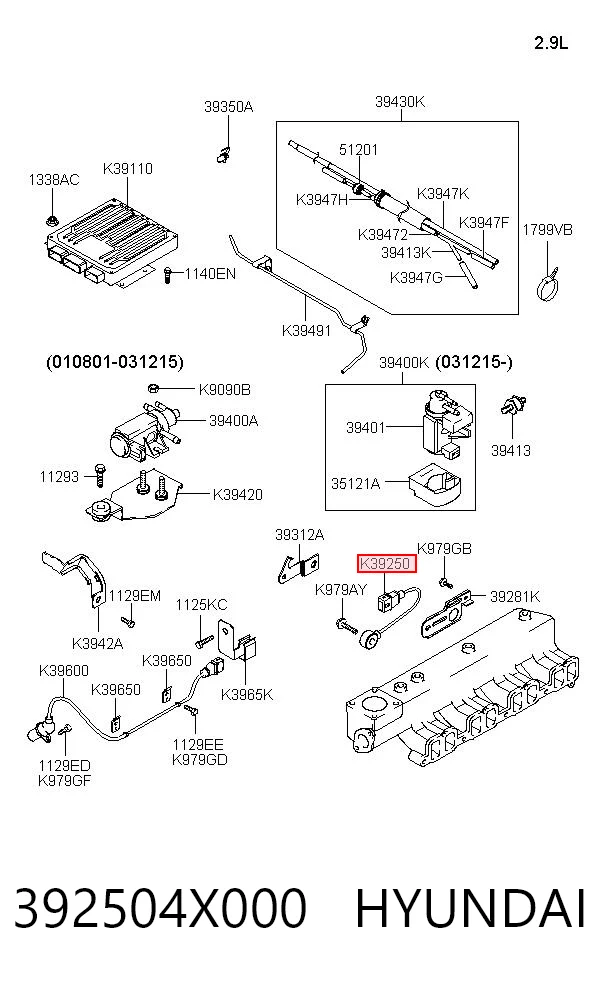 392504X000 Hyundai/Kia Sensor de detonação