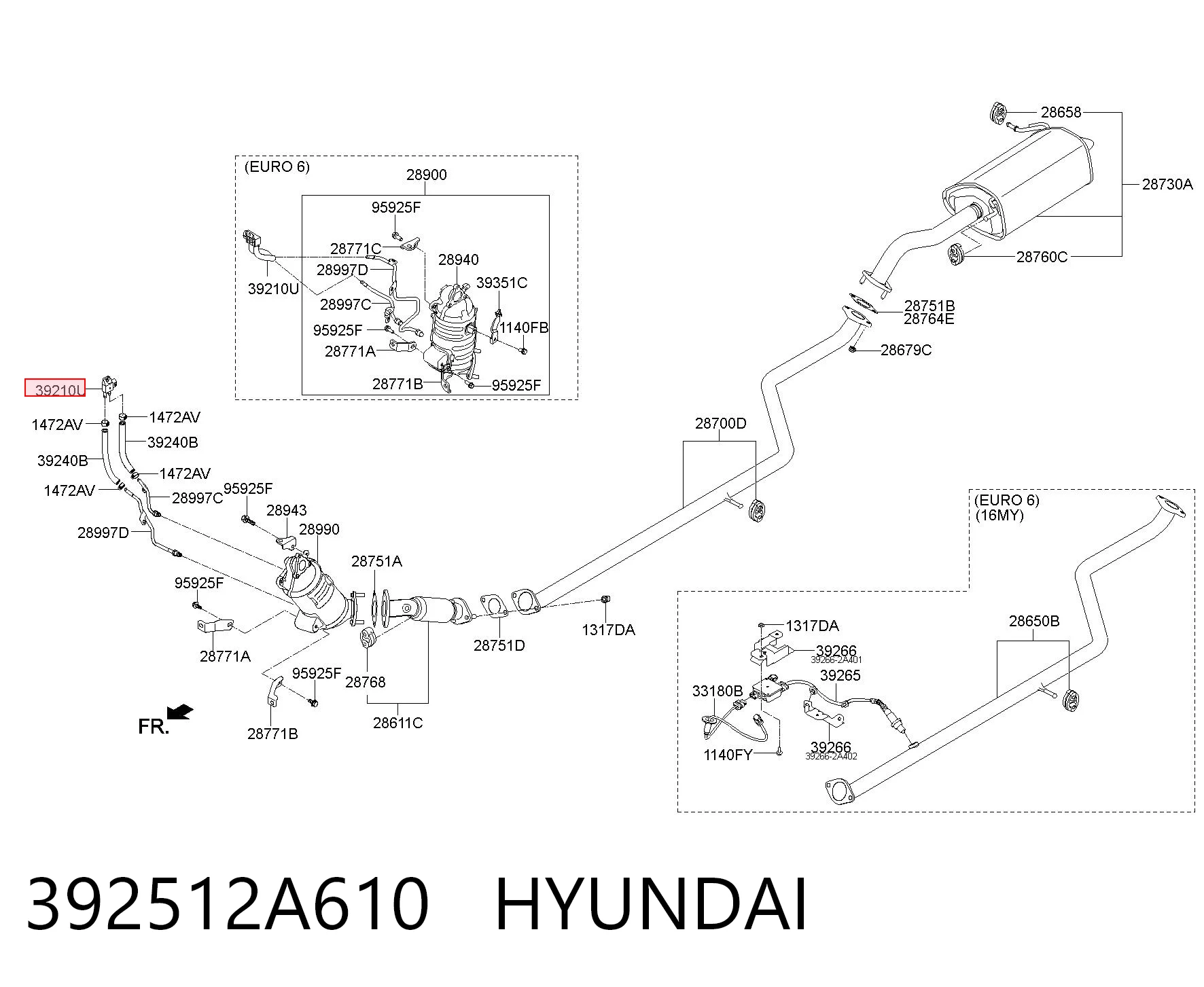 392512A610 Hyundai/Kia Sensor de pressão dos gases de escape