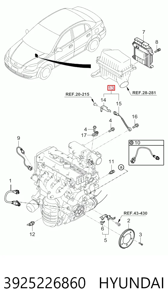 3925226860 Hyundai/Kia Sensor de detonação