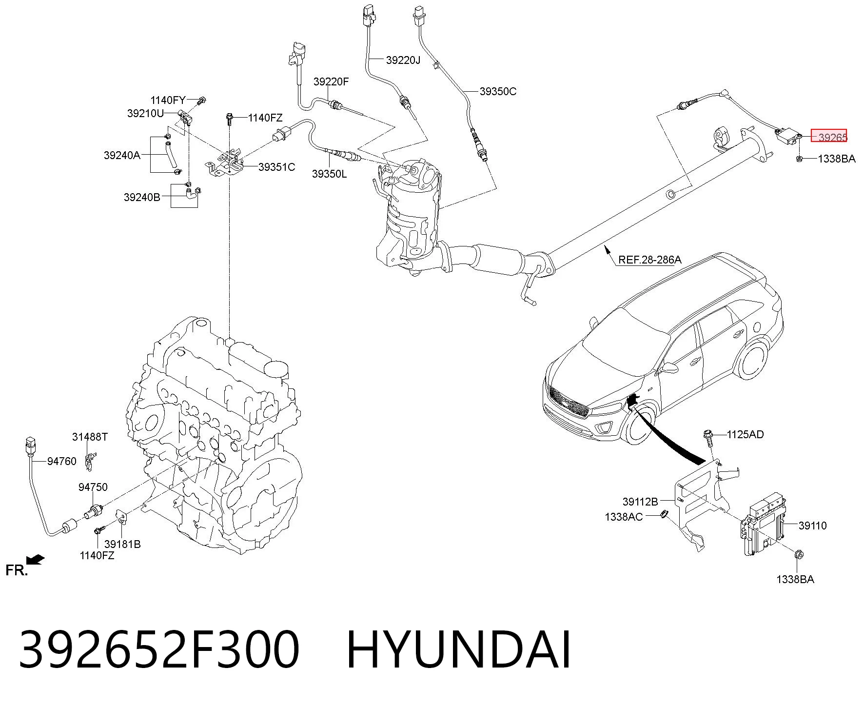 392652F300 Hyundai/Kia Sensor de óxidos de nitrogênio NOX