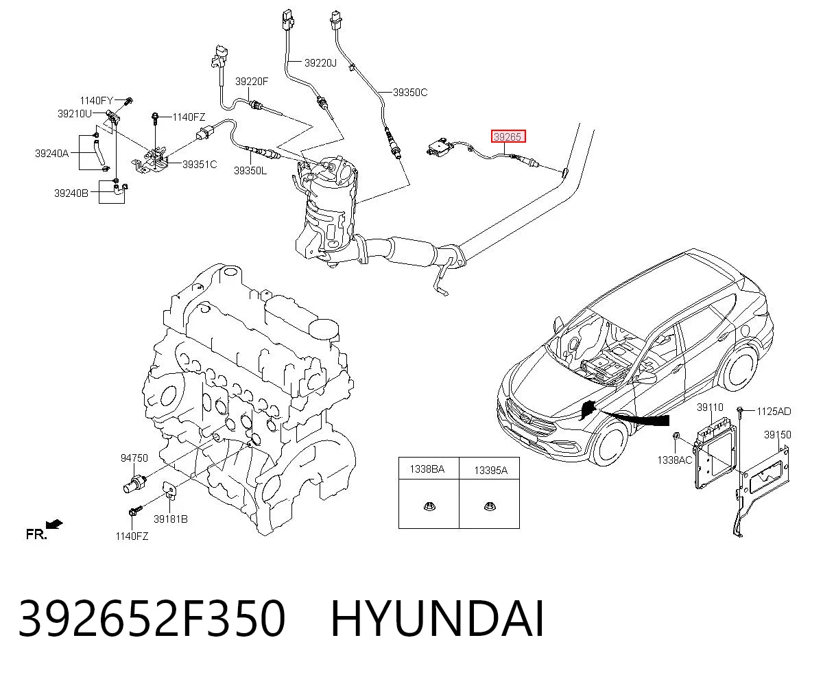 392652F350 Hyundai/Kia Sensor de óxidos de nitrogênio NOX