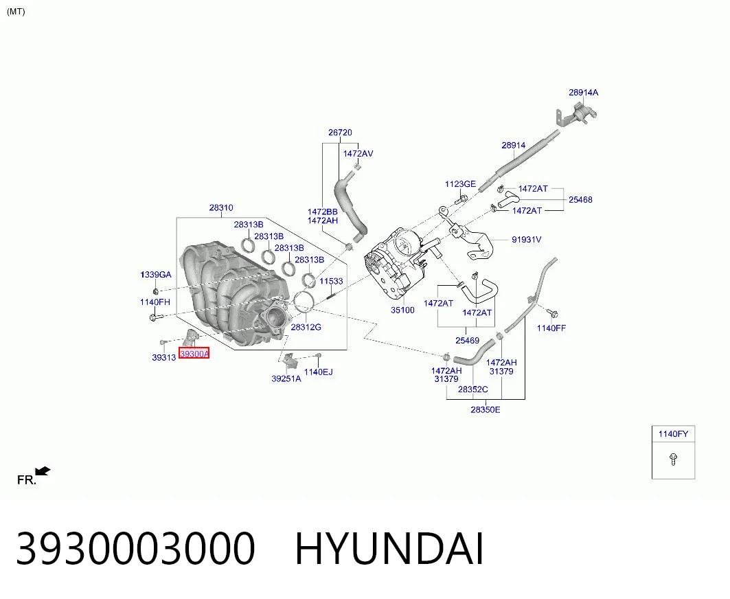 3930003000 Hyundai/Kia Sensor de pressão no coletor de admissão, MAP