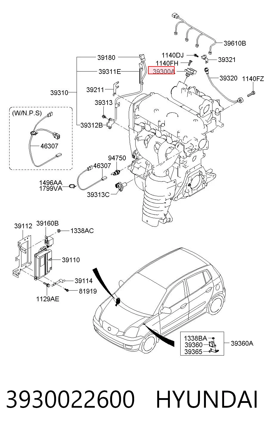 3930022600 Hyundai/Kia Sensor de pressão no coletor de admissão, MAP