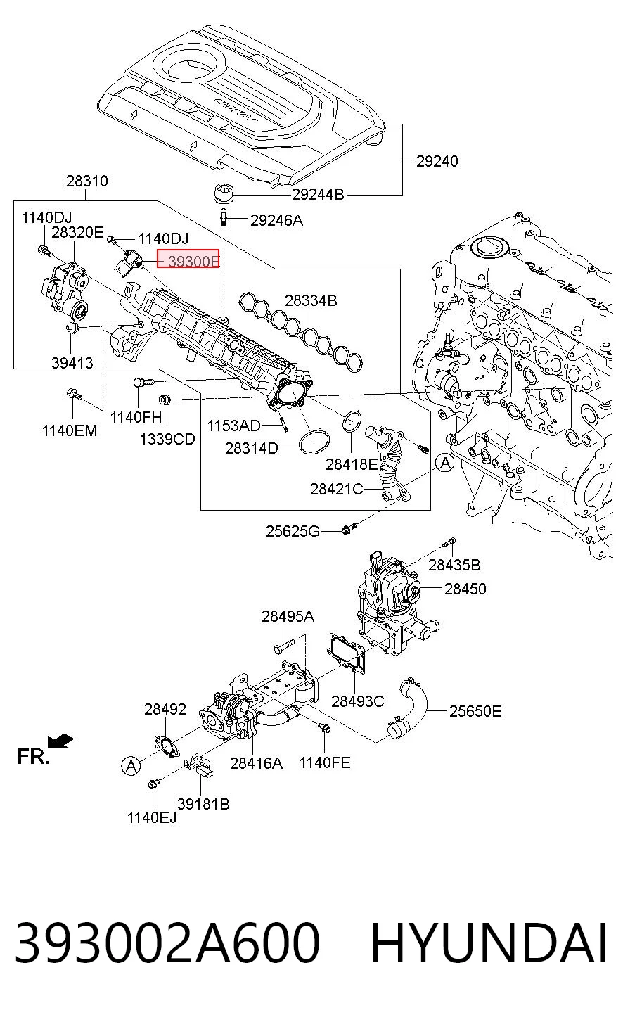 393002A600 Hyundai/Kia Sensor de pressão no coletor de admissão, MAP