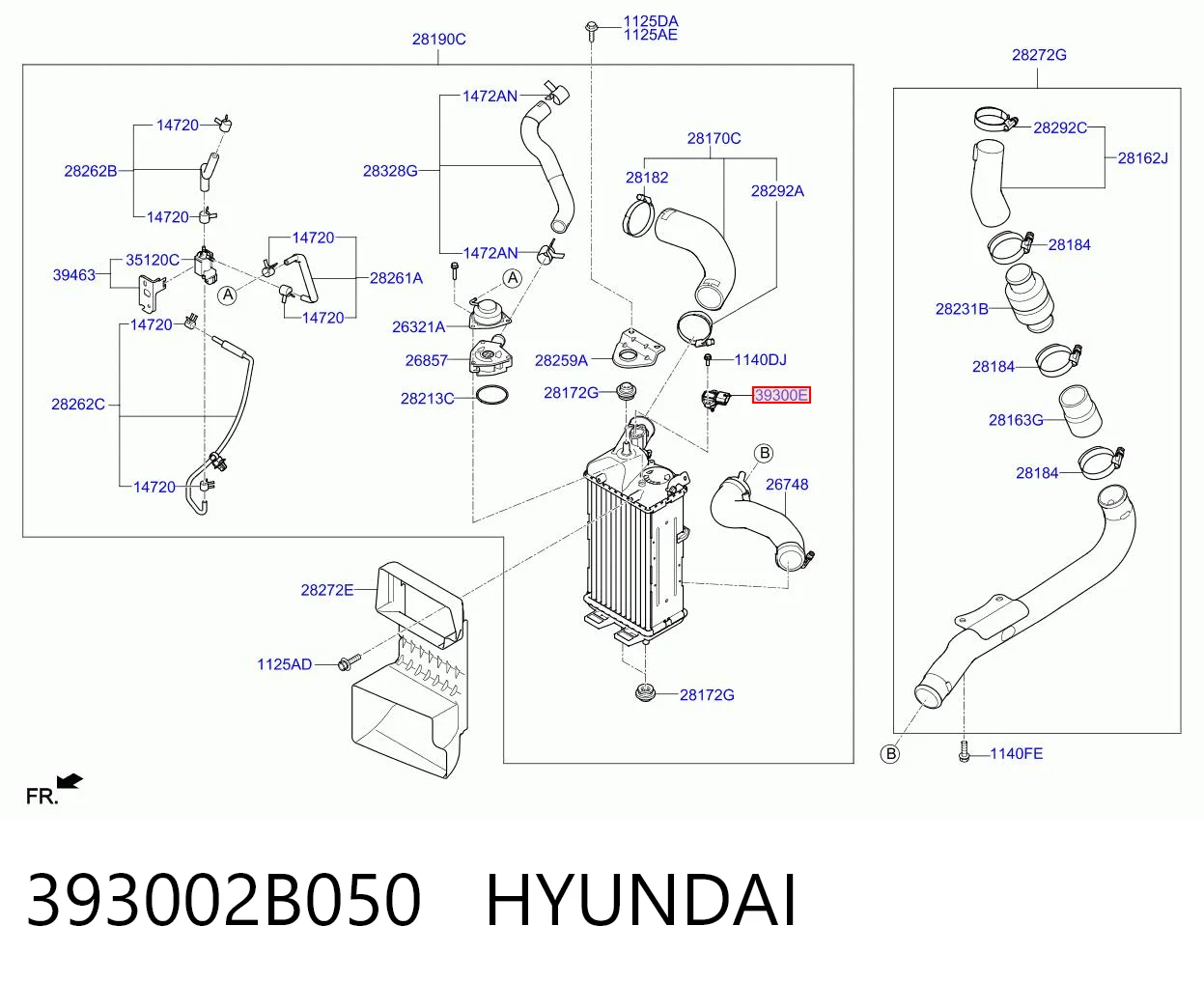 393002B050 Hyundai/Kia Sensor de pressão no coletor de admissão, MAP