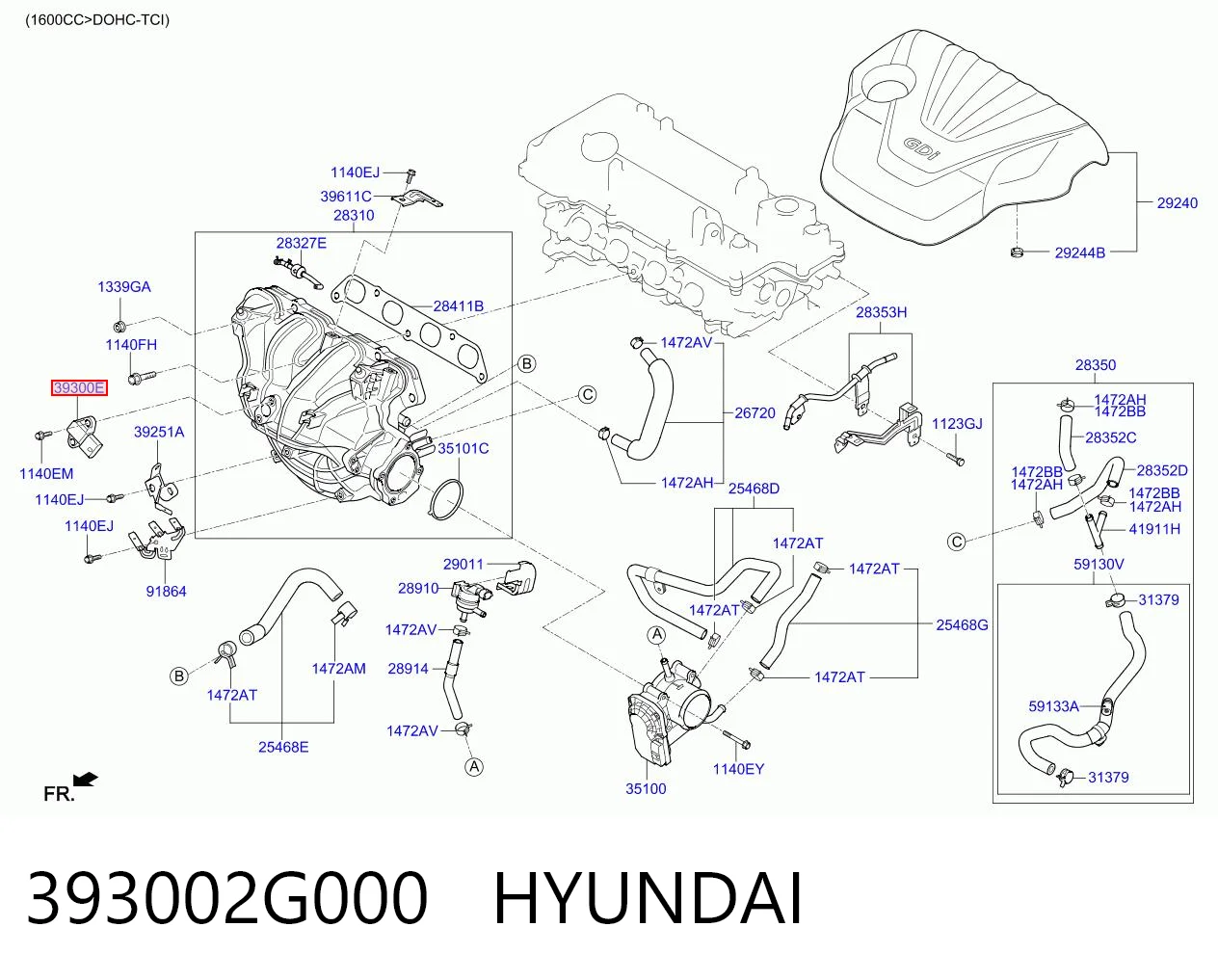 393002G000 Hyundai/Kia Sensor de pressão de supercompressão