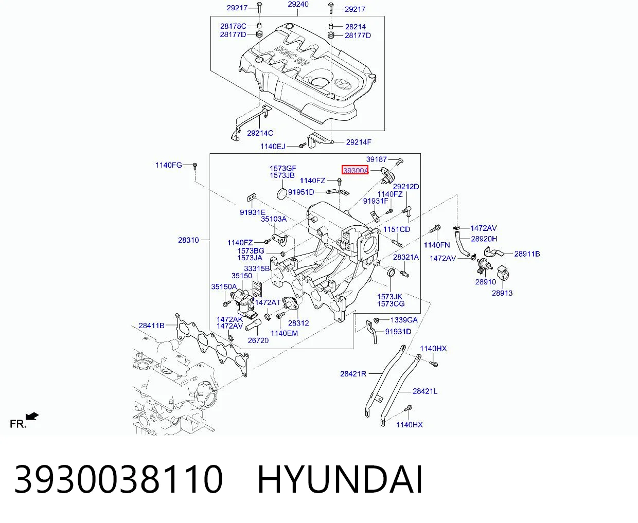 3930038110 Hyundai/Kia Sensor de pressão no coletor de admissão, MAP