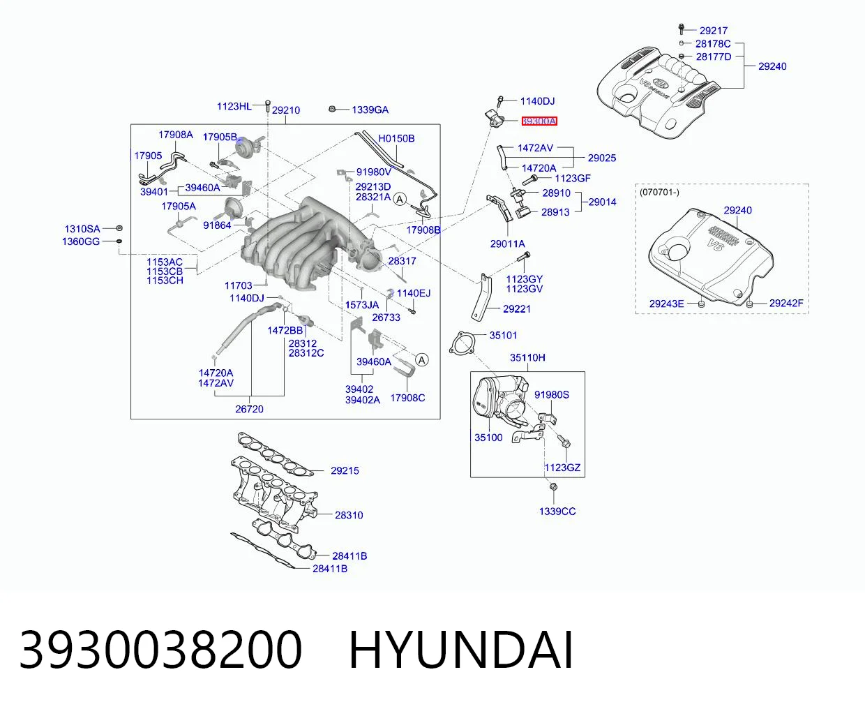 3930038200 Hyundai/Kia Sensor de pressão no coletor de admissão, MAP