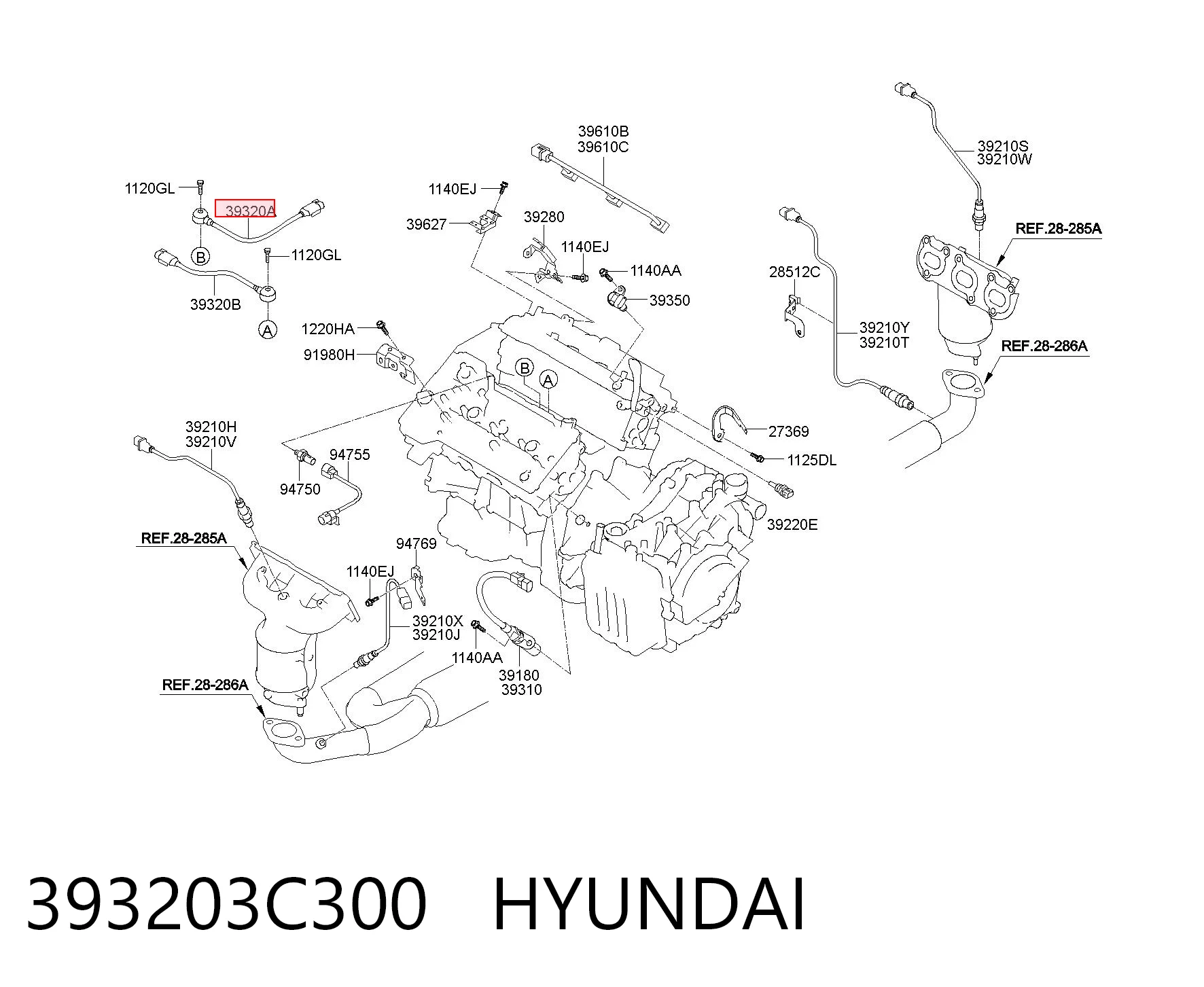 393203C300 Hyundai/Kia Sensor de detonação
