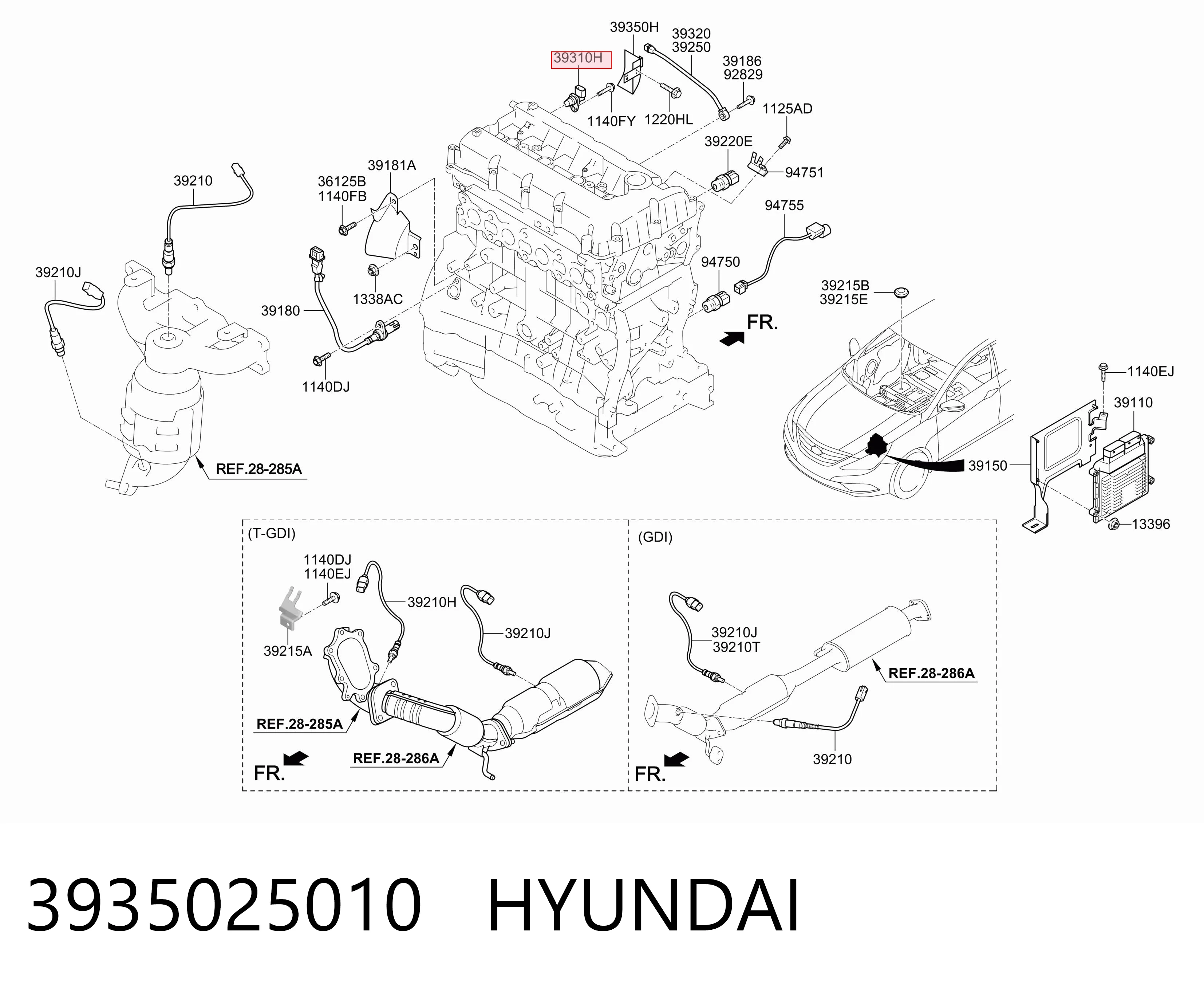 3935025010 Hyundai/Kia Sensor de posição da árvore distribuidora
