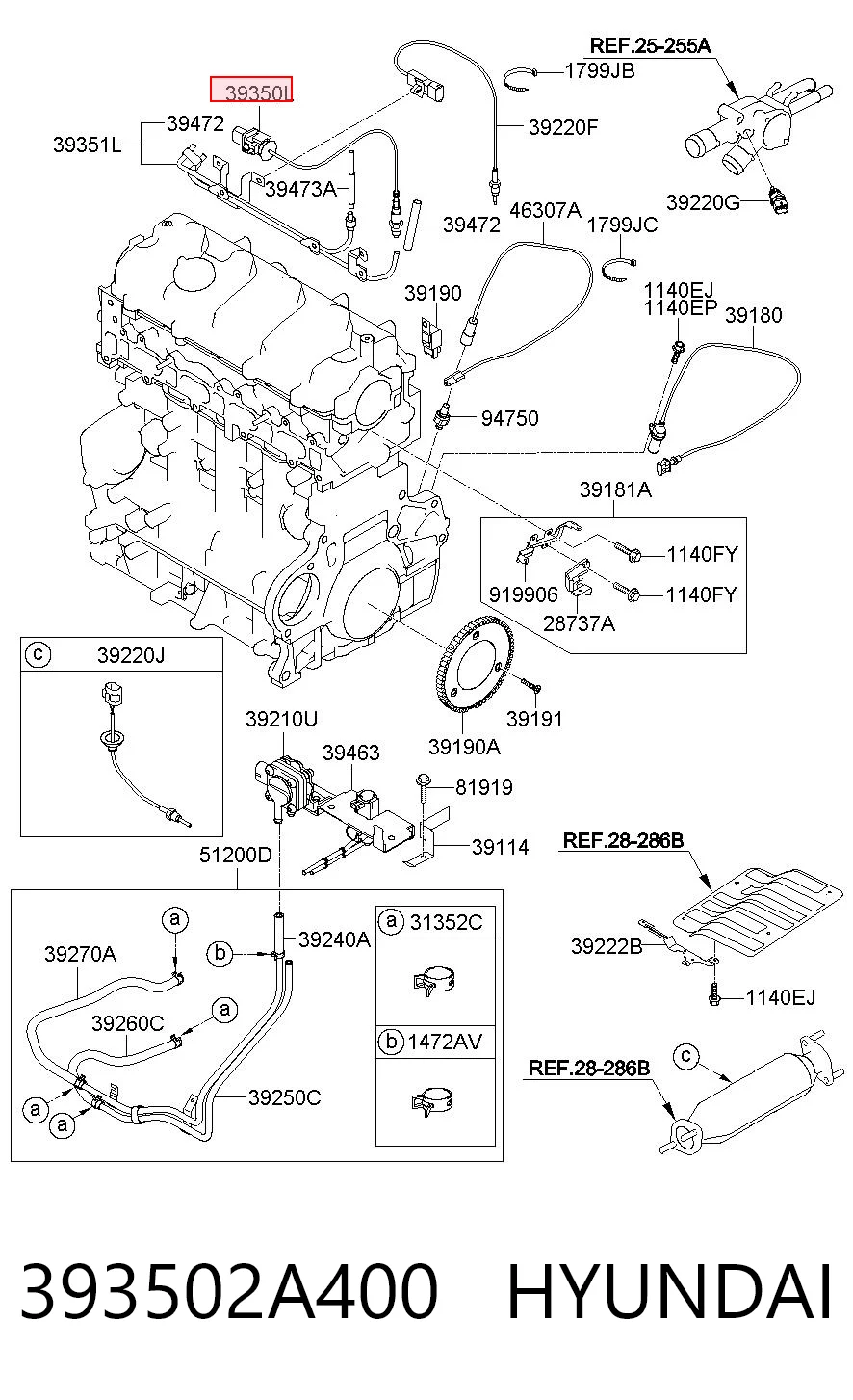 393502A400 Hyundai/Kia Sonda lambda, sensor de oxigênio