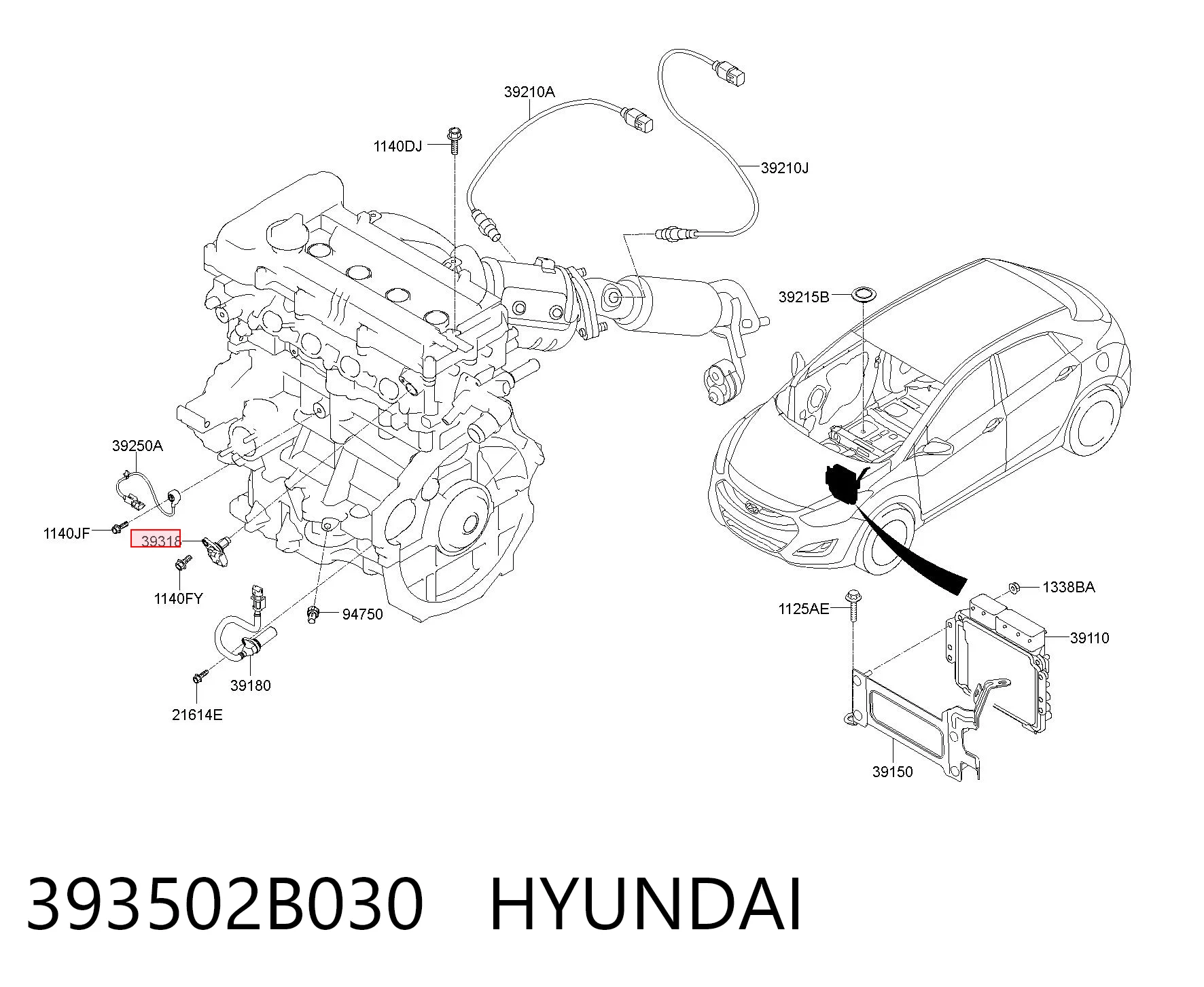 393502B030 Hyundai/Kia Sensor de posição da árvore distribuidora