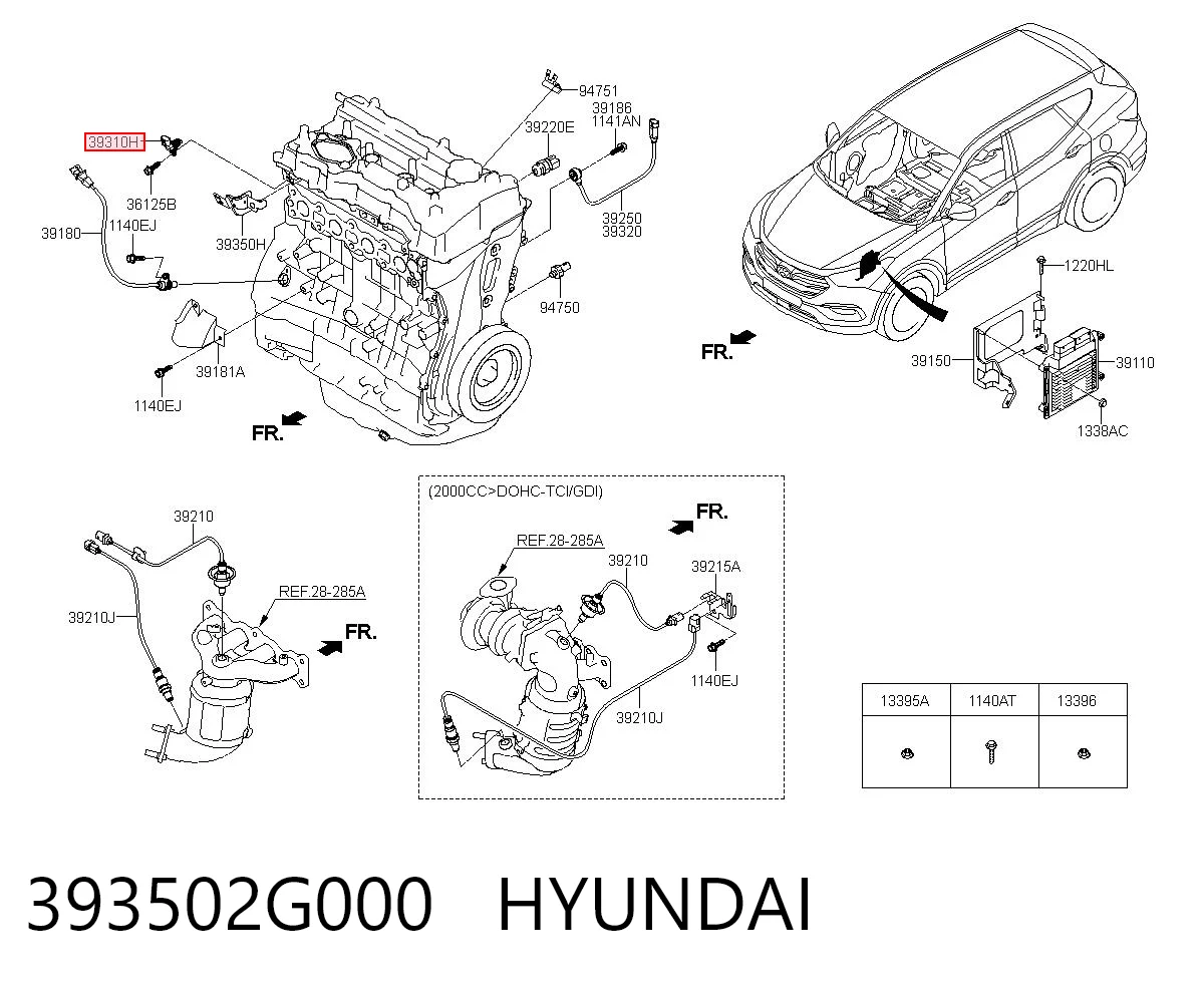 393502G000 Hyundai/Kia Sensor de posição da árvore distribuidora