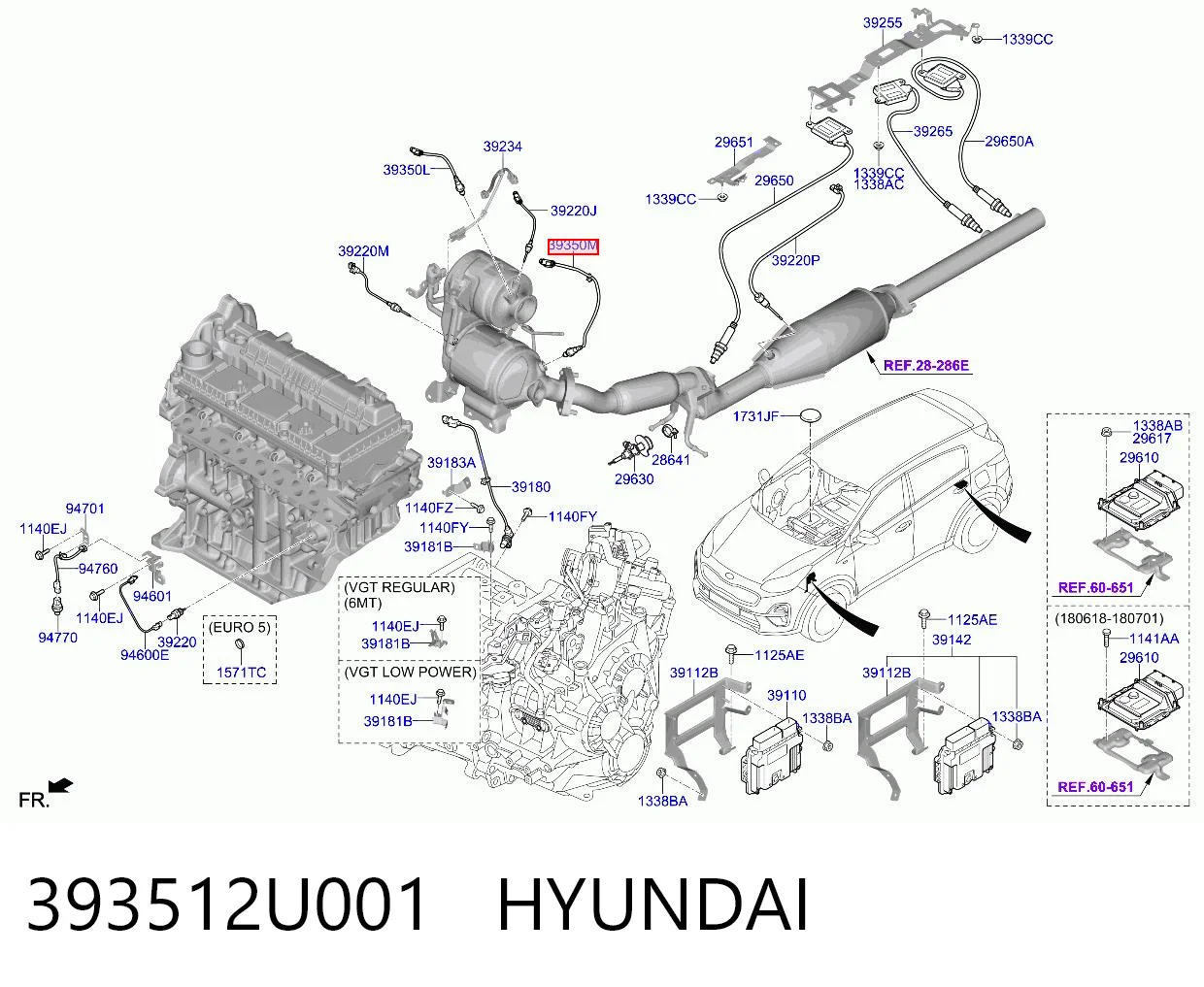393512U001 Hyundai/Kia Sonda lambda, sensor de mistura pobre