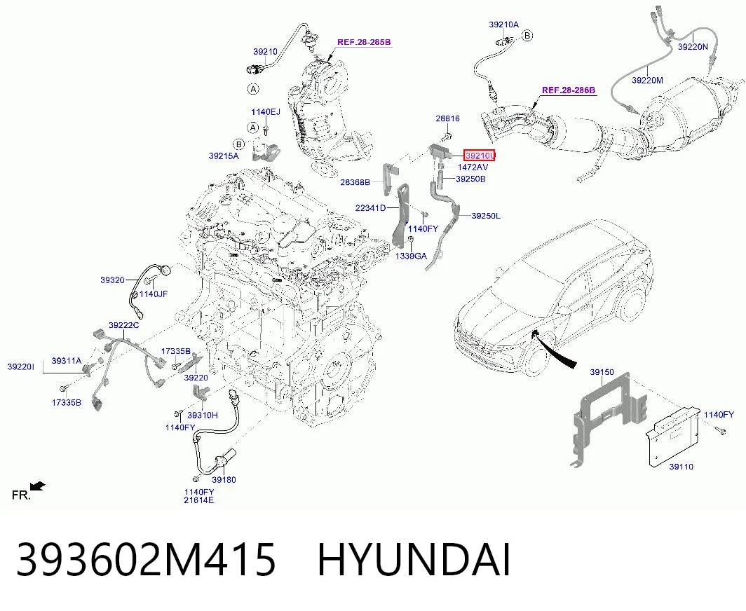 393602M415 Hyundai/Kia Sensor de pressão dos gases de escape