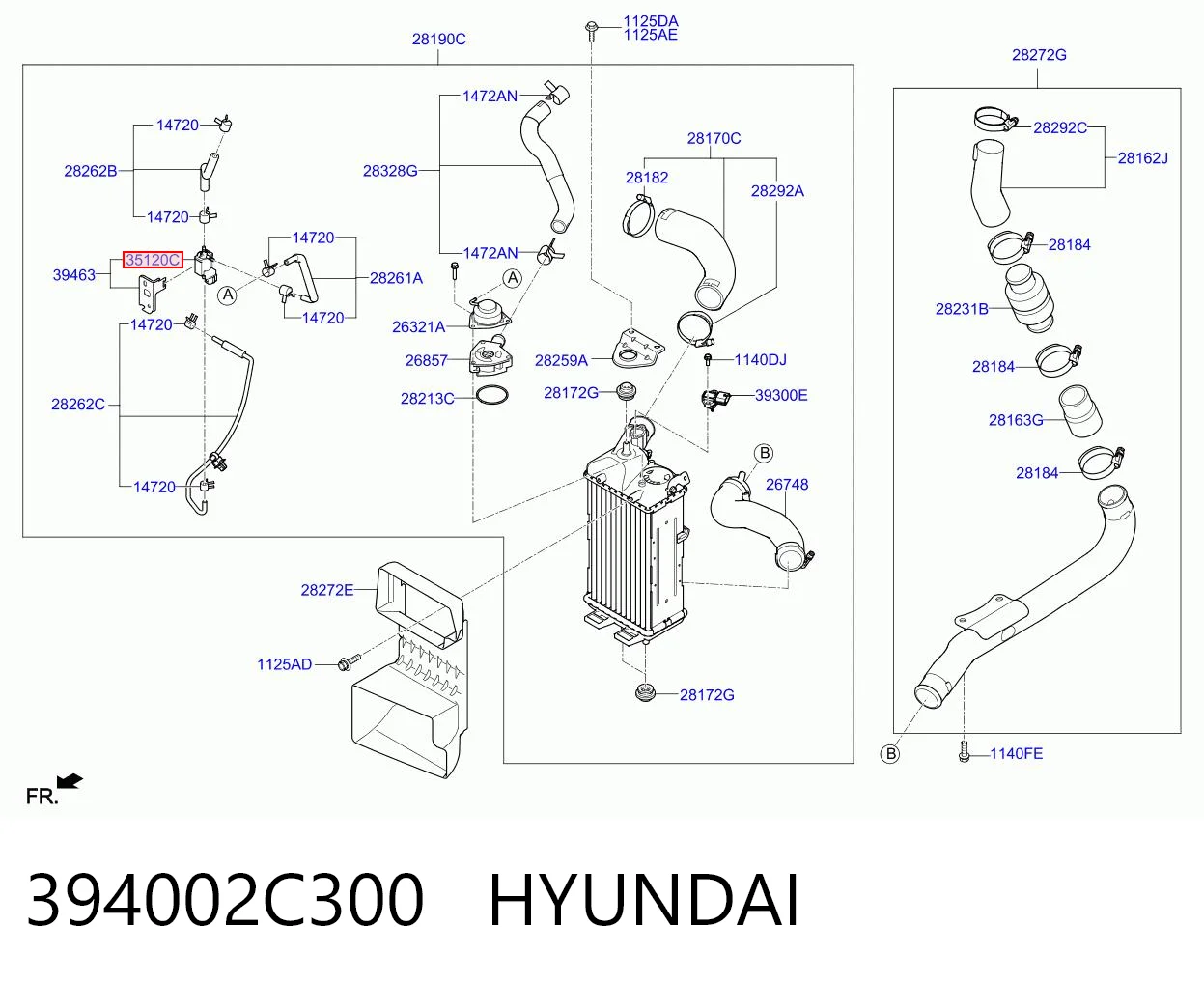 394002C300 Hyundai/Kia Válvula (atuador) de controlo de turbina