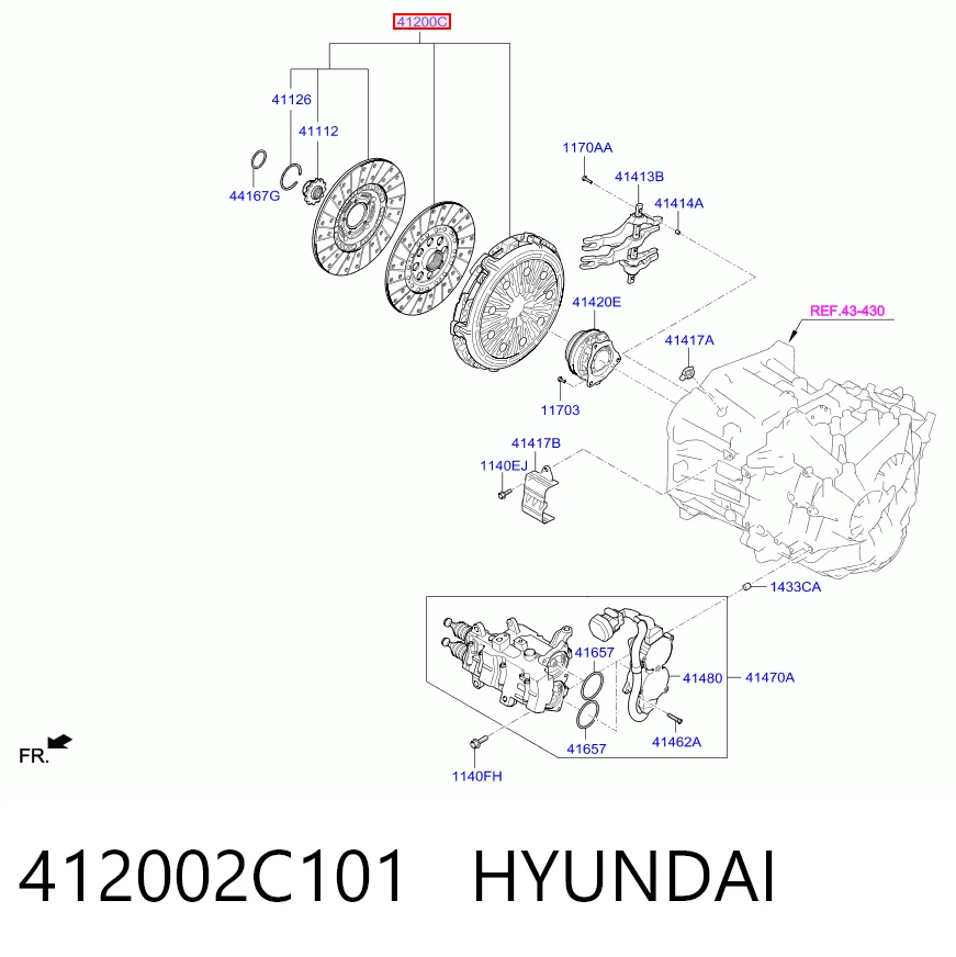 412002C101 Hyundai/Kia Kit de embraiagem (3 peças)