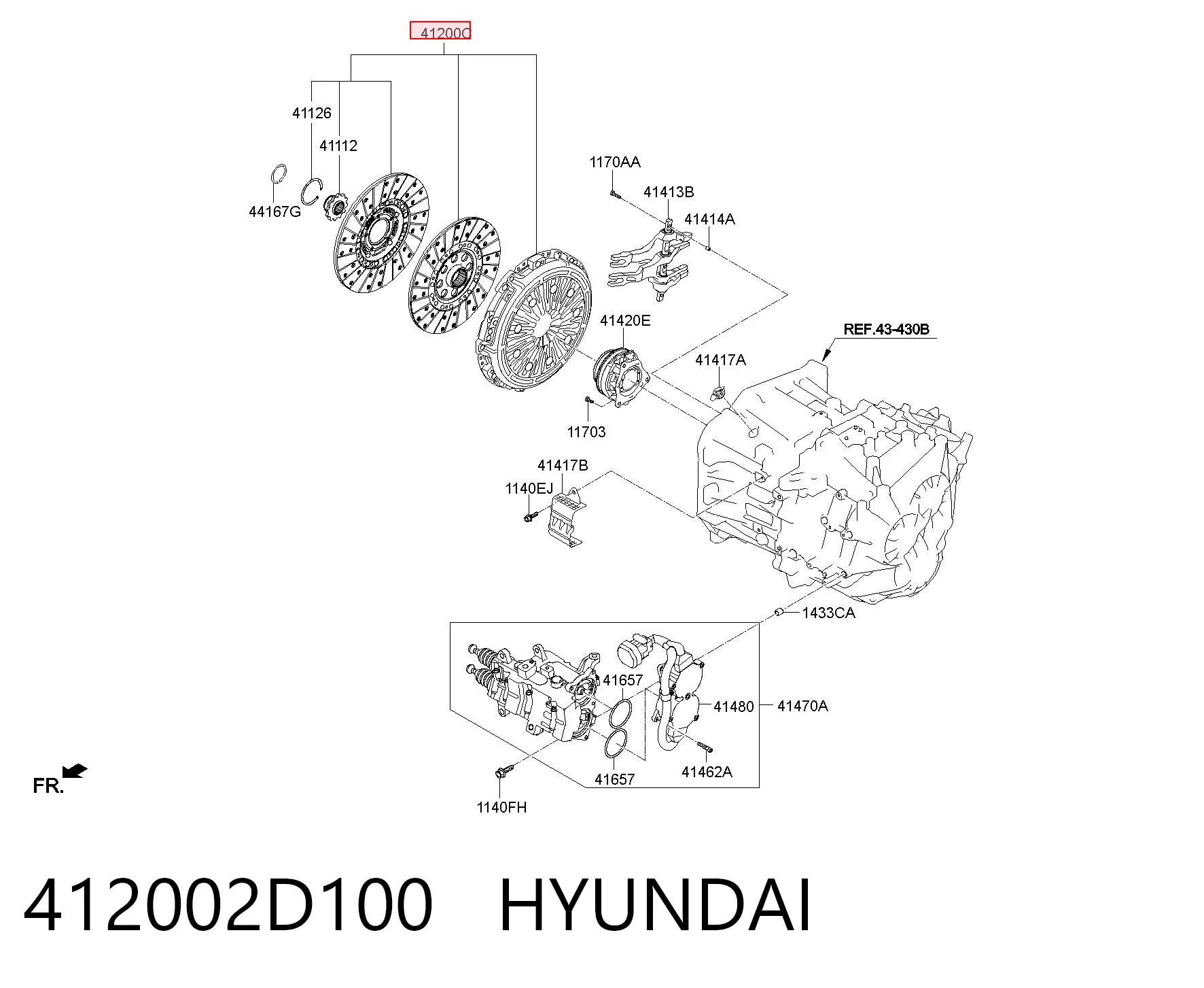 412002D100 Hyundai/Kia Kit de embraiagem (3 peças)