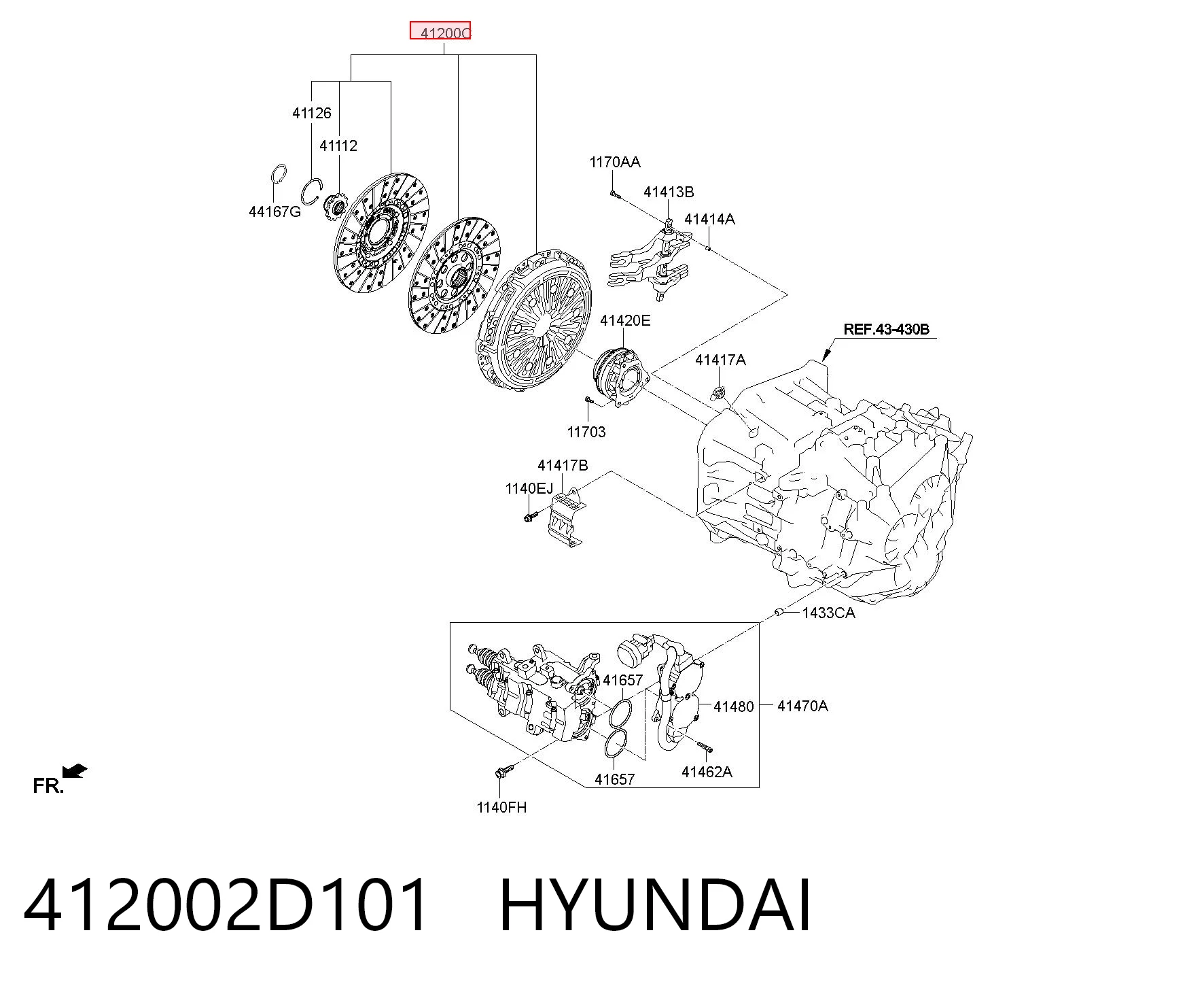412002D101 Hyundai/Kia Kit de embraiagem (3 peças)