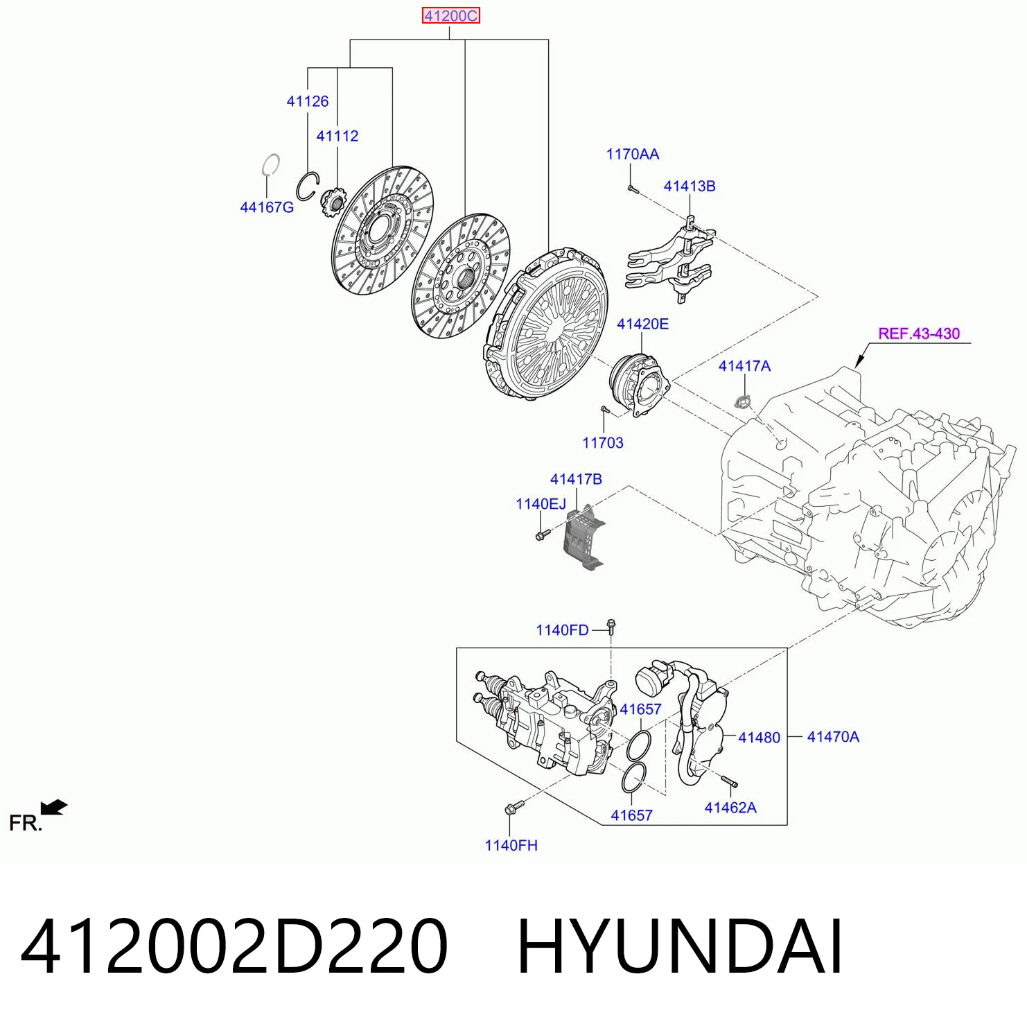 412002D220 Hyundai/Kia Kit de embraiagem (3 peças)