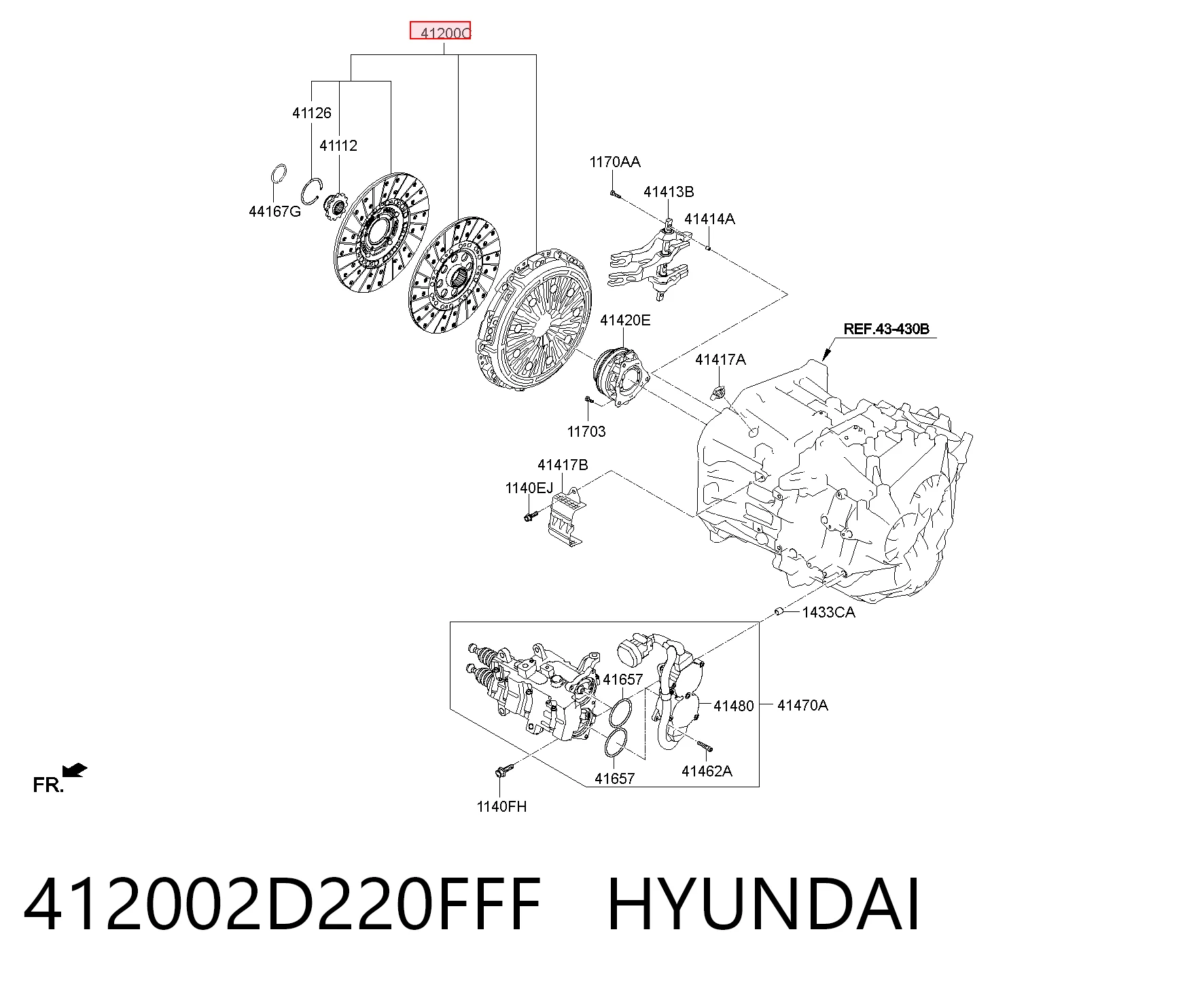412002D220FFF Hyundai/Kia Kit de embraiagem (3 peças)