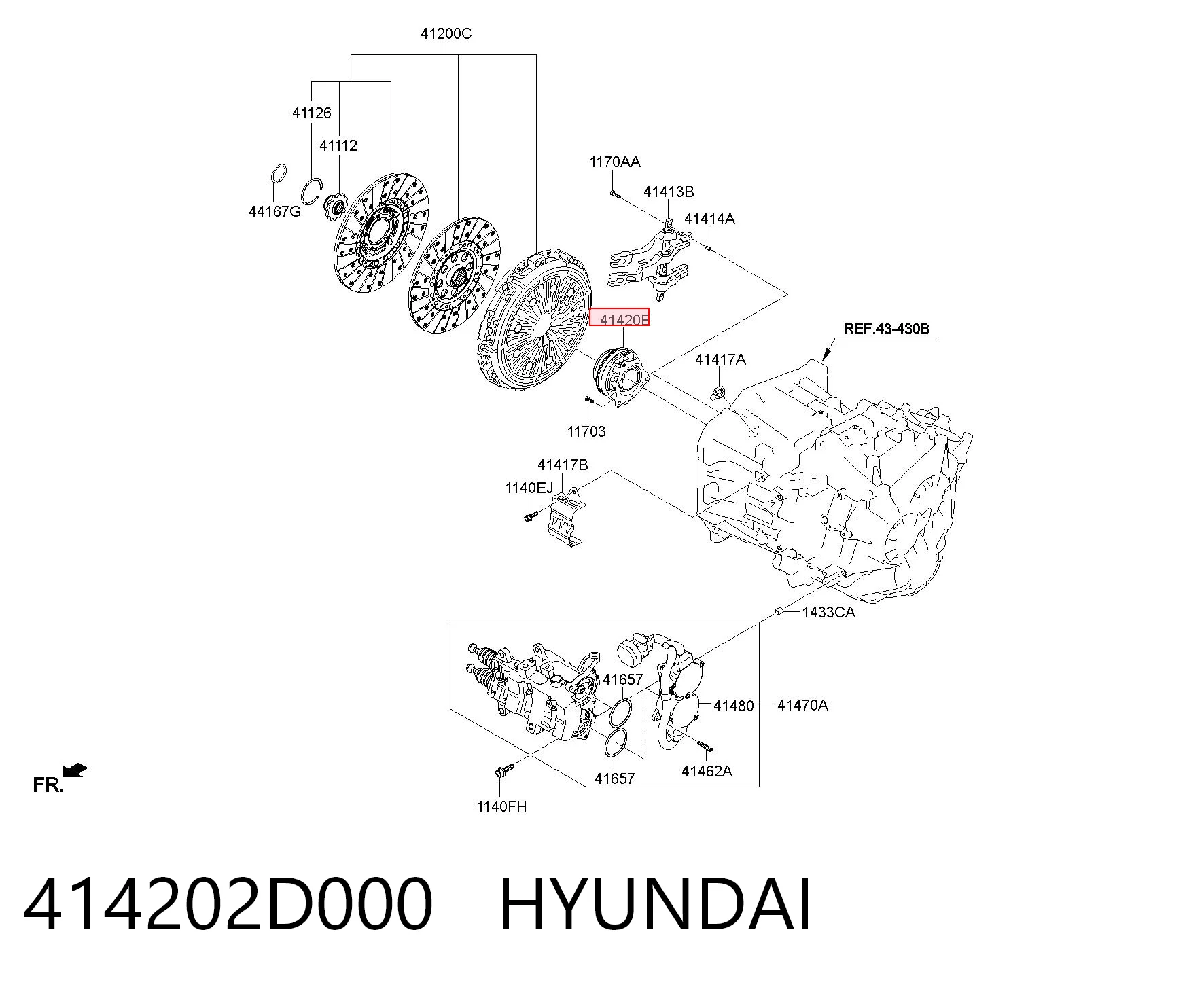414202D000 Hyundai/Kia Rolamento de liberação de embraiagem