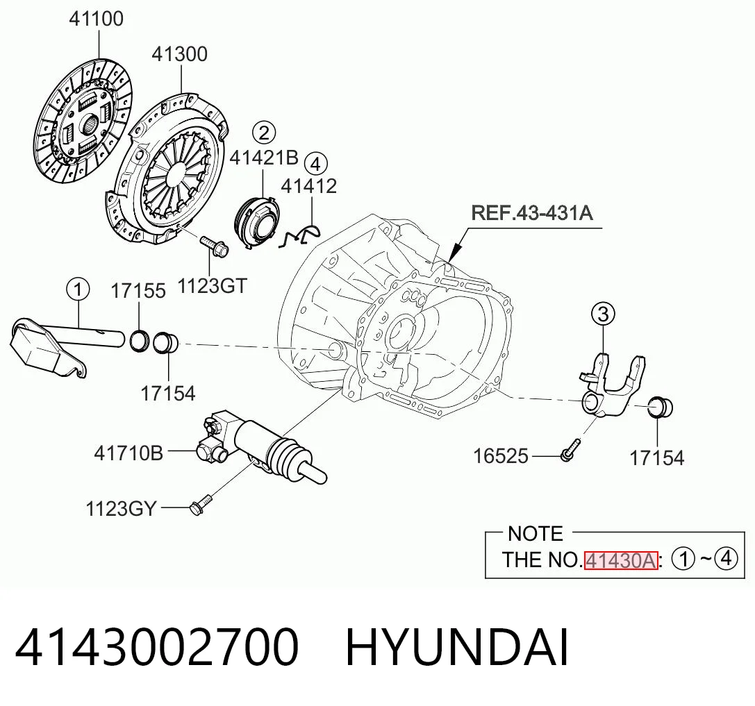4143002700 Hyundai/Kia Forquilha de embraiagem