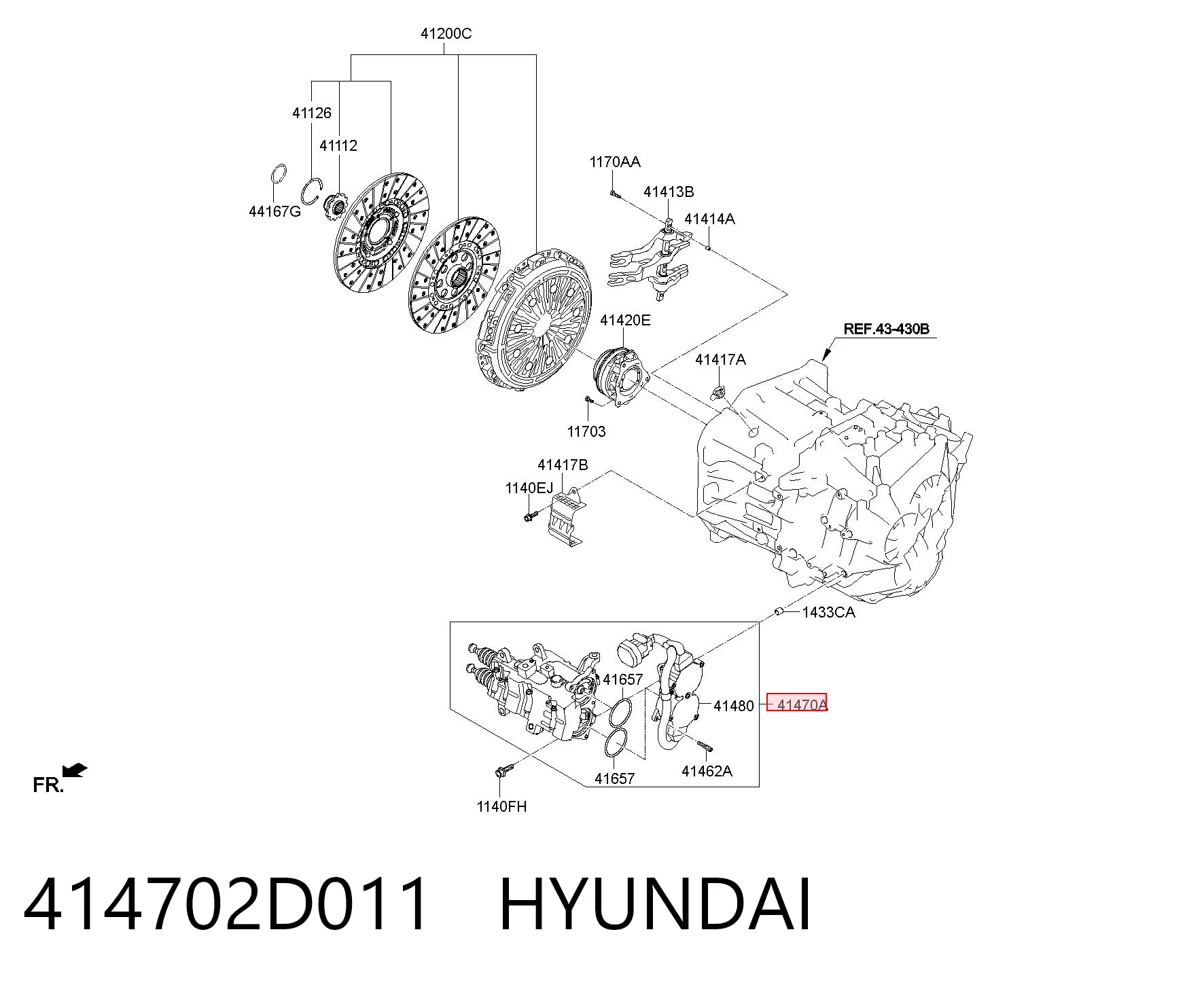 414702D011 Hyundai/Kia Atuador de embraiagem