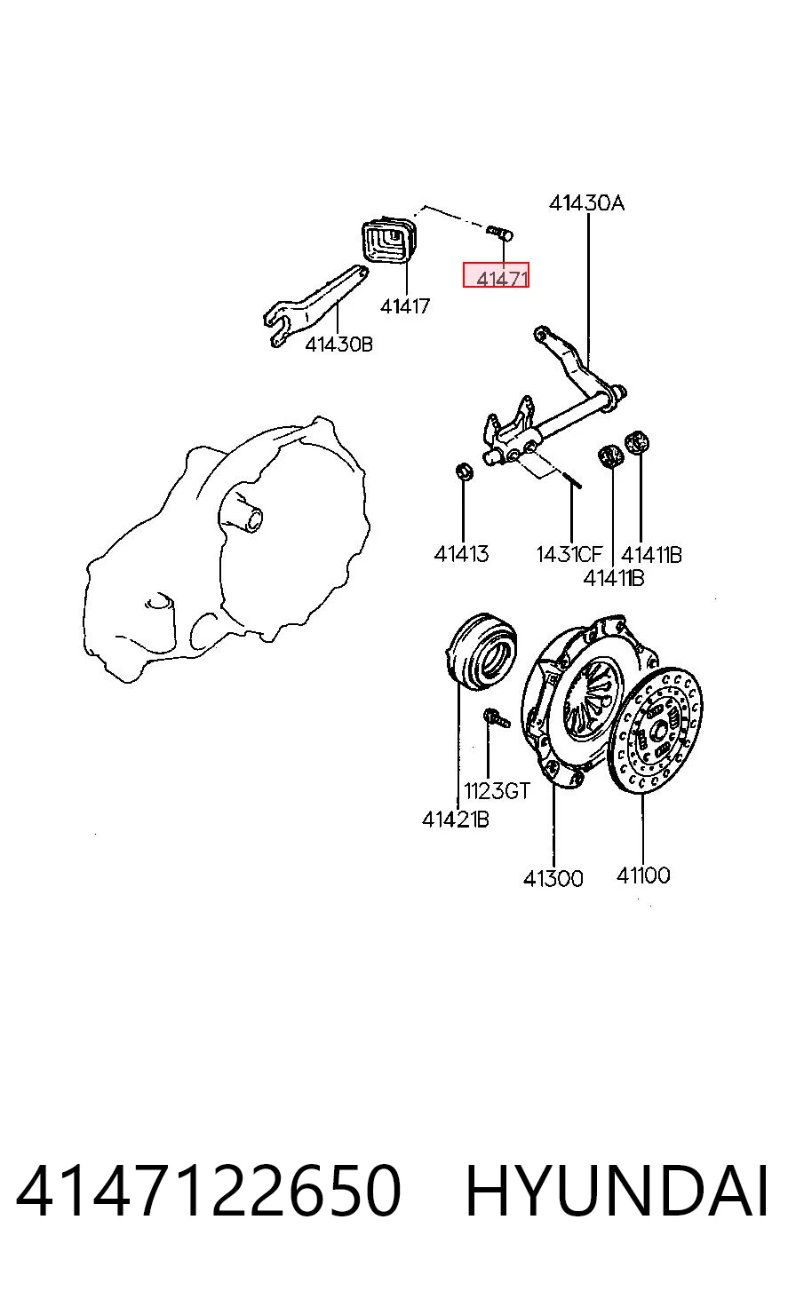 4147122650 Hyundai/Kia Eixo de forquilha de embraiagem