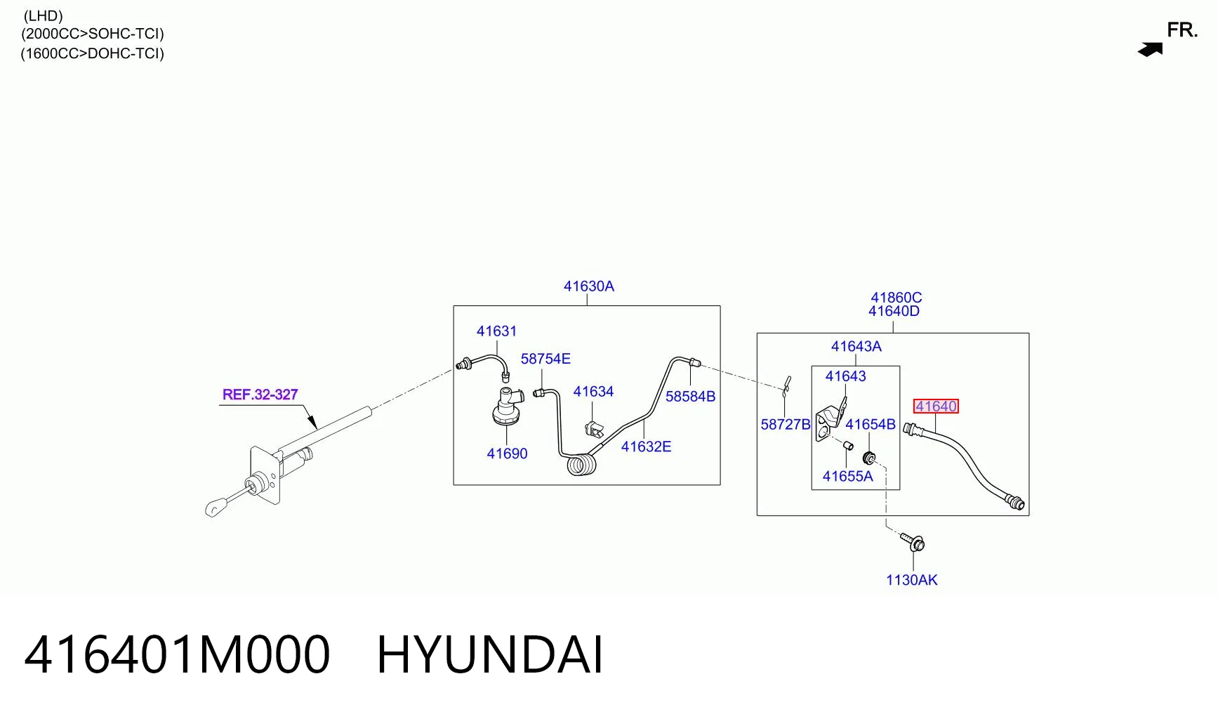 416401M000 Hyundai/Kia Mangueira de embraiagem