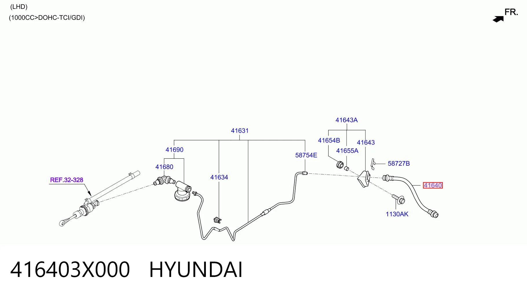 416403X000 Hyundai/Kia Mangueira de embraiagem