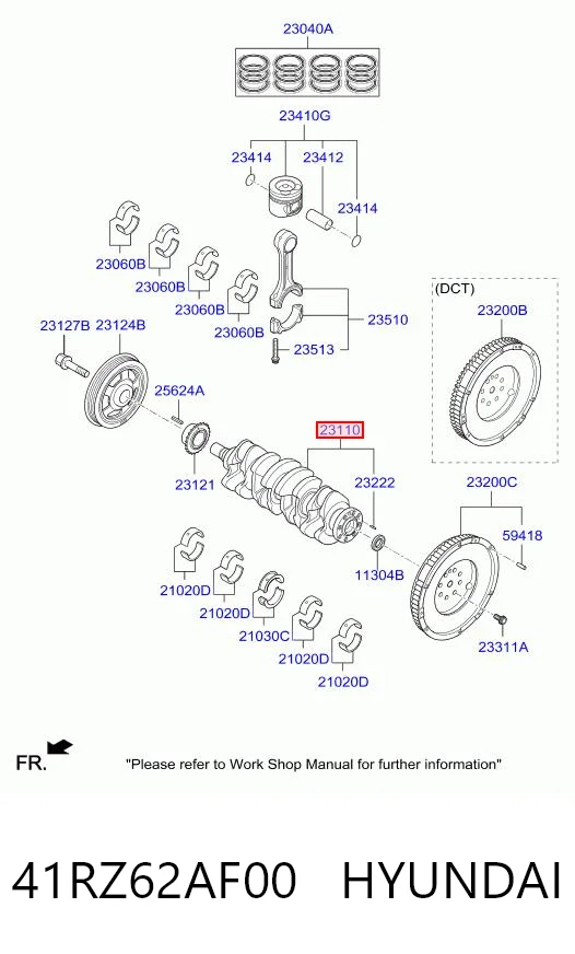 41RZ62AF00 Hyundai/Kia Cambota de motor