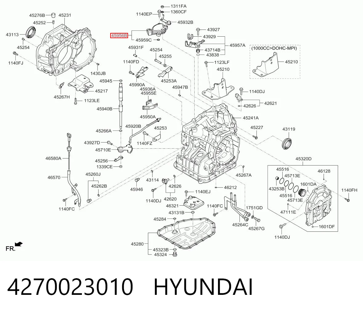 4270023010 Hyundai/Kia Sensor de posição de seletor da Caixa Automática de Mudança