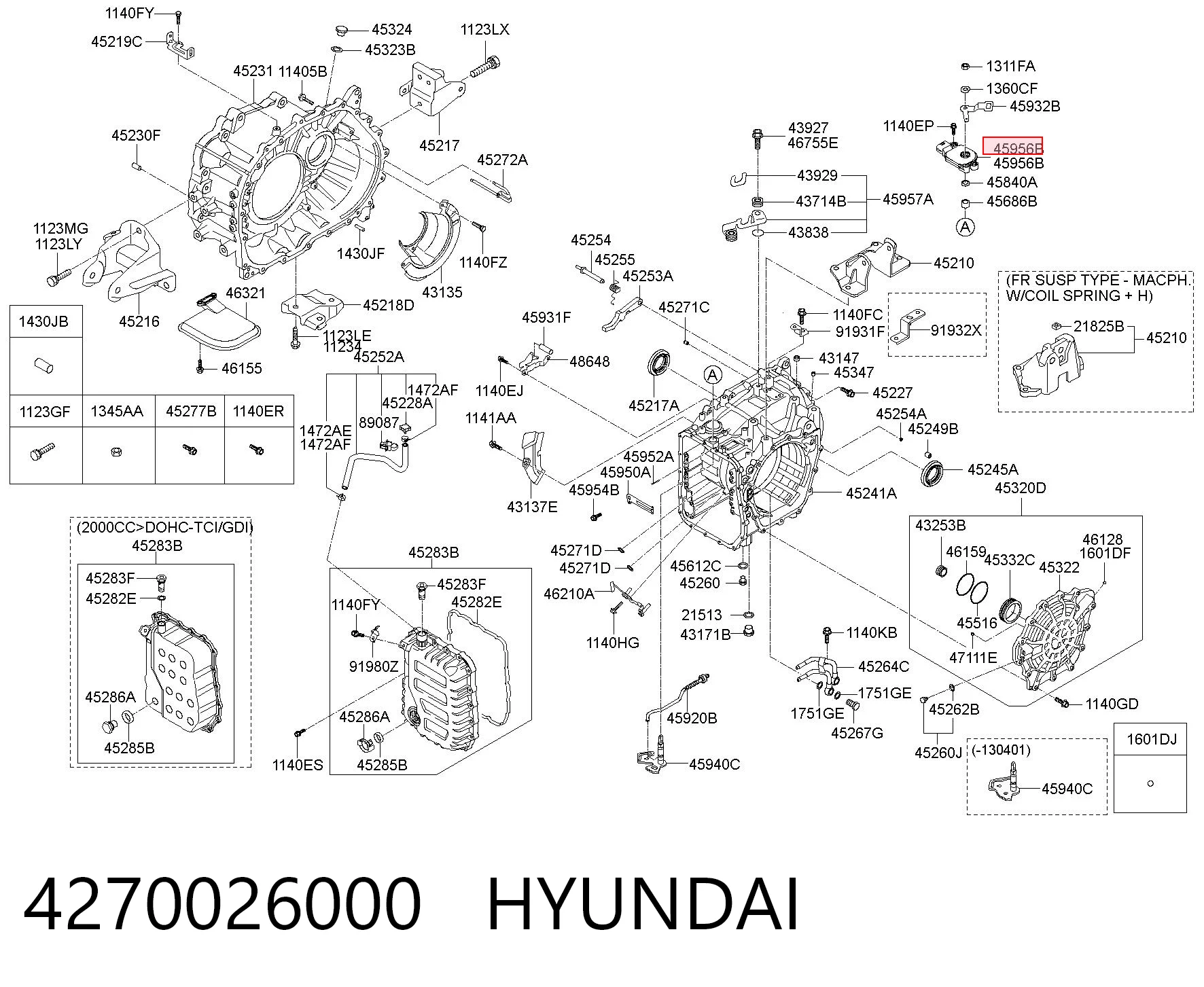 4270026000 Hyundai/Kia Sensor de posição de seletor da Caixa Automática de Mudança